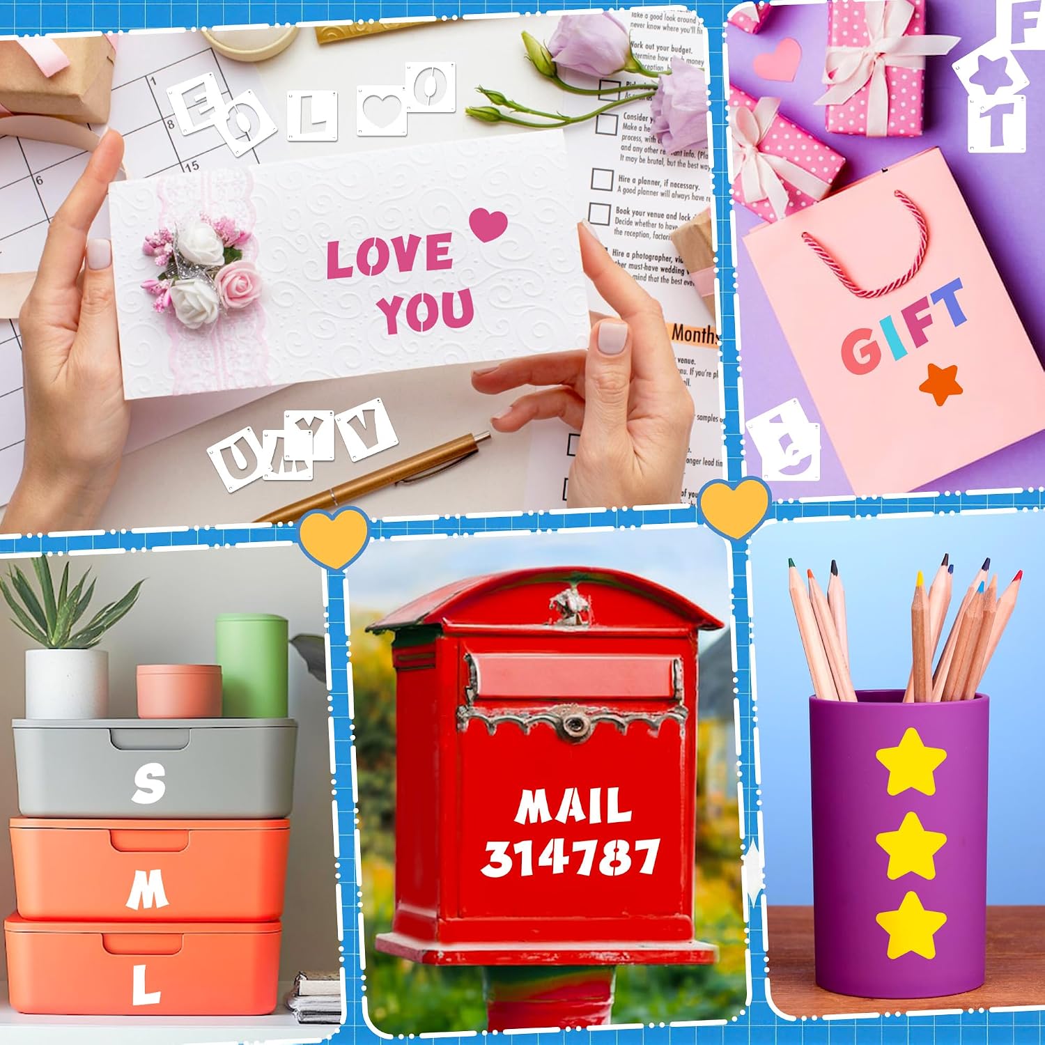 Letter Stencils 80 Pcs Reusable Alphabet Number Stencils, PET Craft Letter Stencil for Painting on Wood, Wall, Fabric, Chalkboard, DIY Signs and Art Decor (1 Inch & 2 Inch)