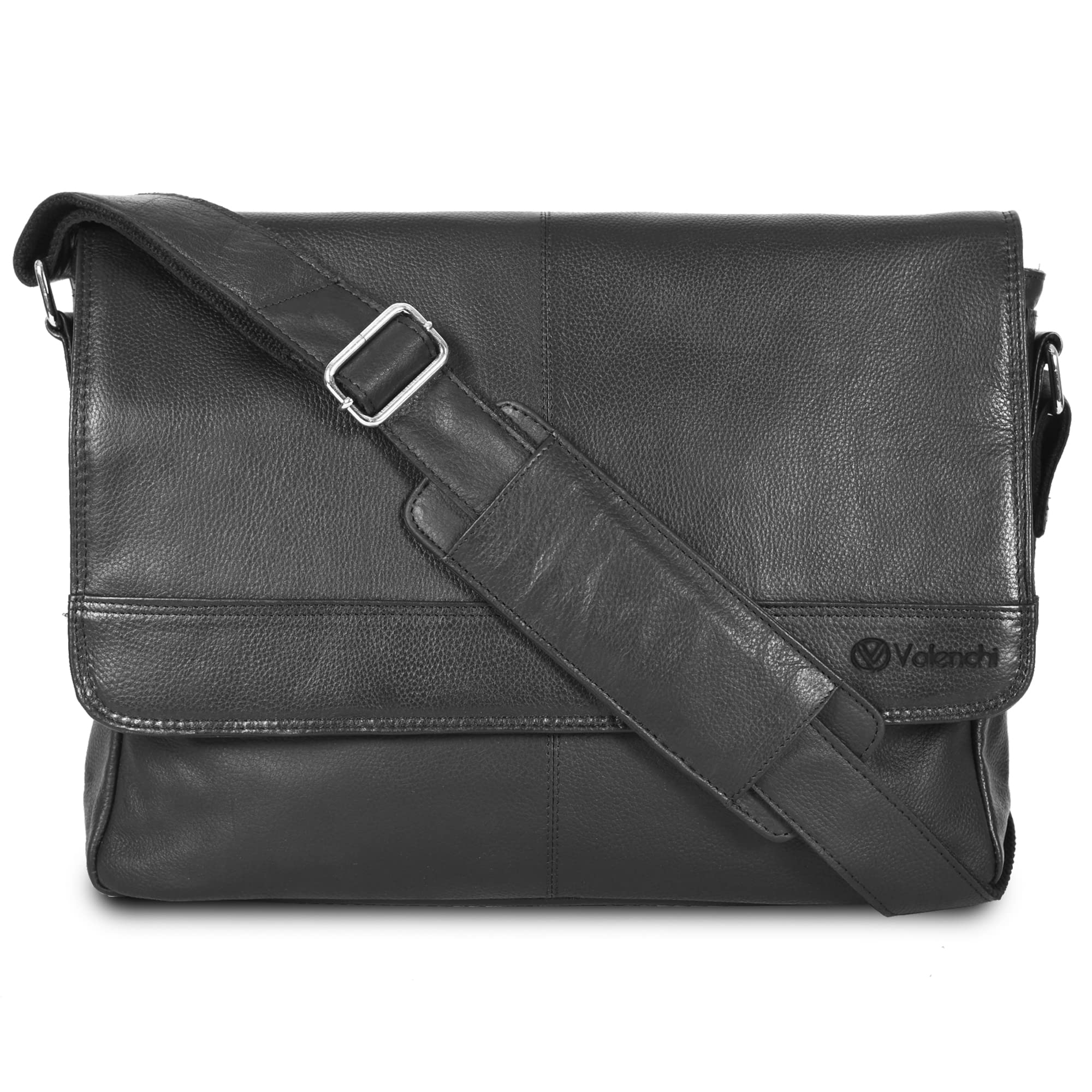 Genuine Leather Messenger Bag for Men and Women - 14 inch Laptop Bag for College Work Office by VALENCHI