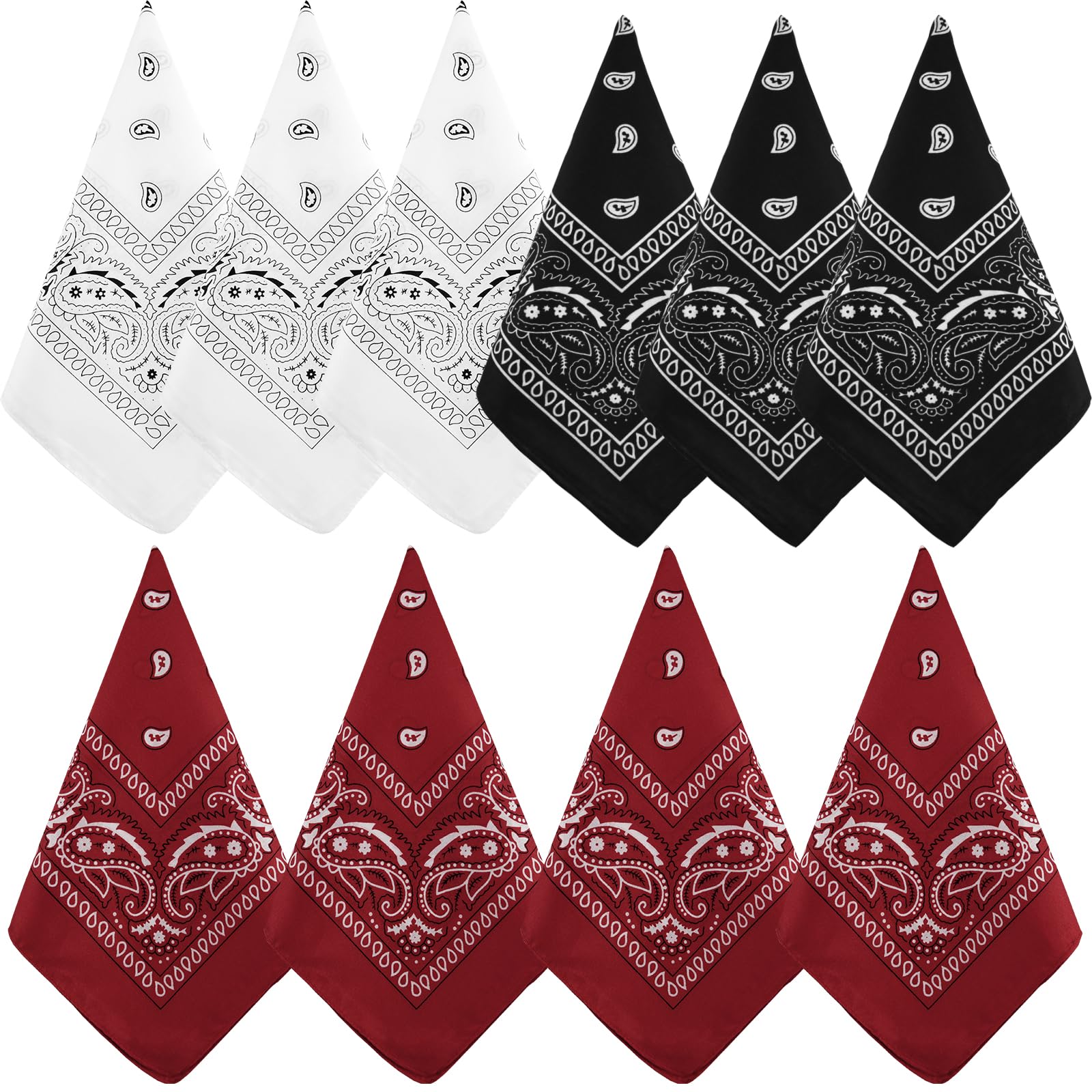 NACHLYNN 10/20pcs Paisley Bandanas Assorted Bandanas Cowboy Polyester Headbands Square Scarf Headwear