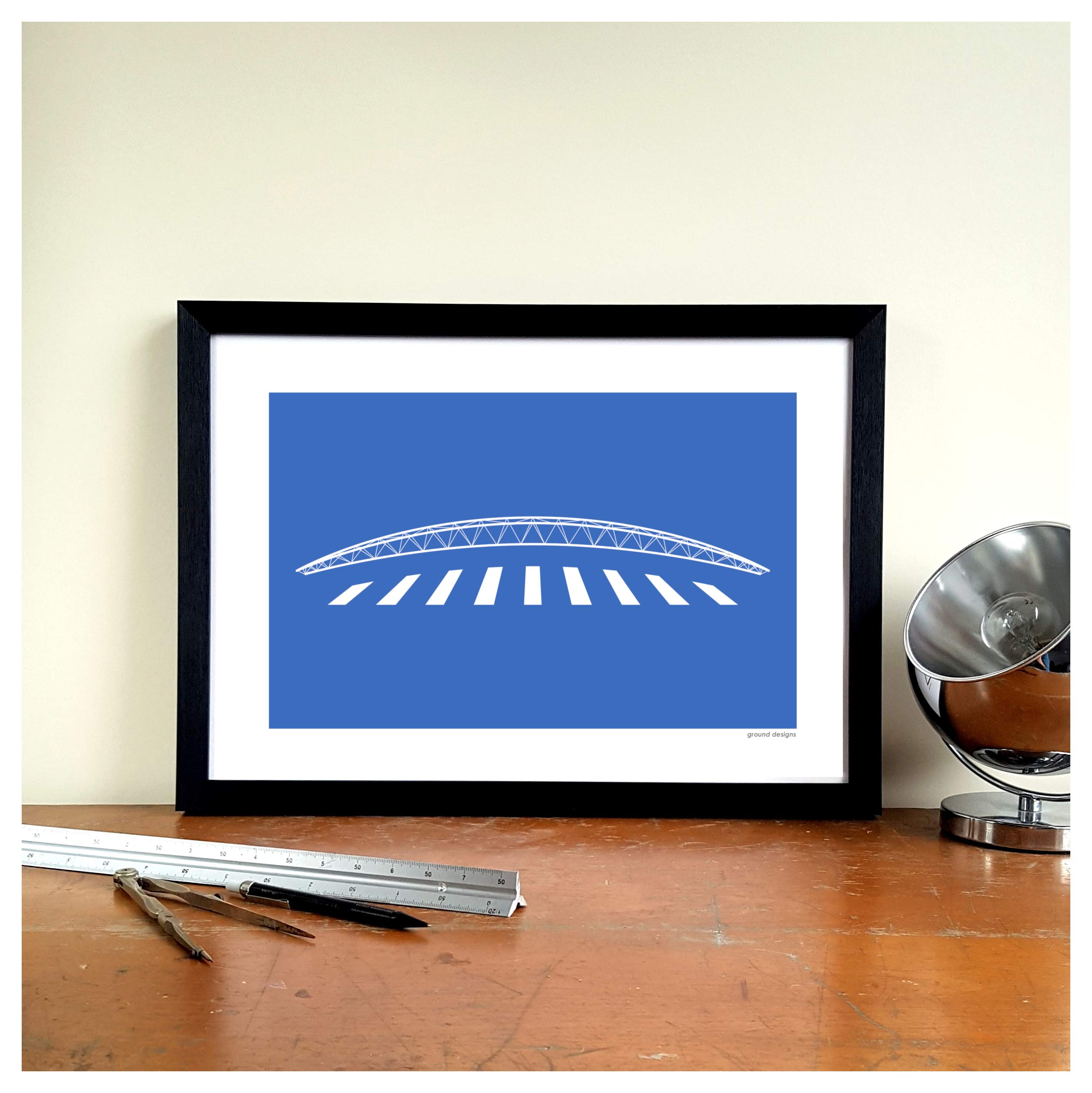 Huddersfield Town Football Gift Graphic Design Art Print - Kirklees"Banana Truss" Ground Designs