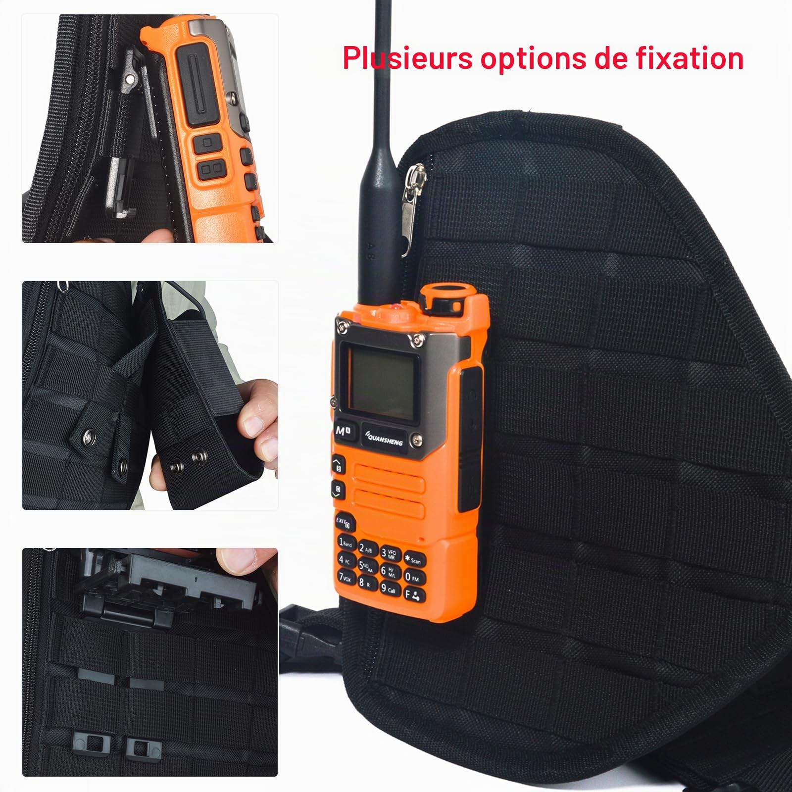 UAYESOK - Harnais de poitrine pour talkie-walkie, poche tactique Molle et poche pour épaule, sangle en nylon réglable pour veste de sac pour Motorola Baofeng Icom Midland President PMR446