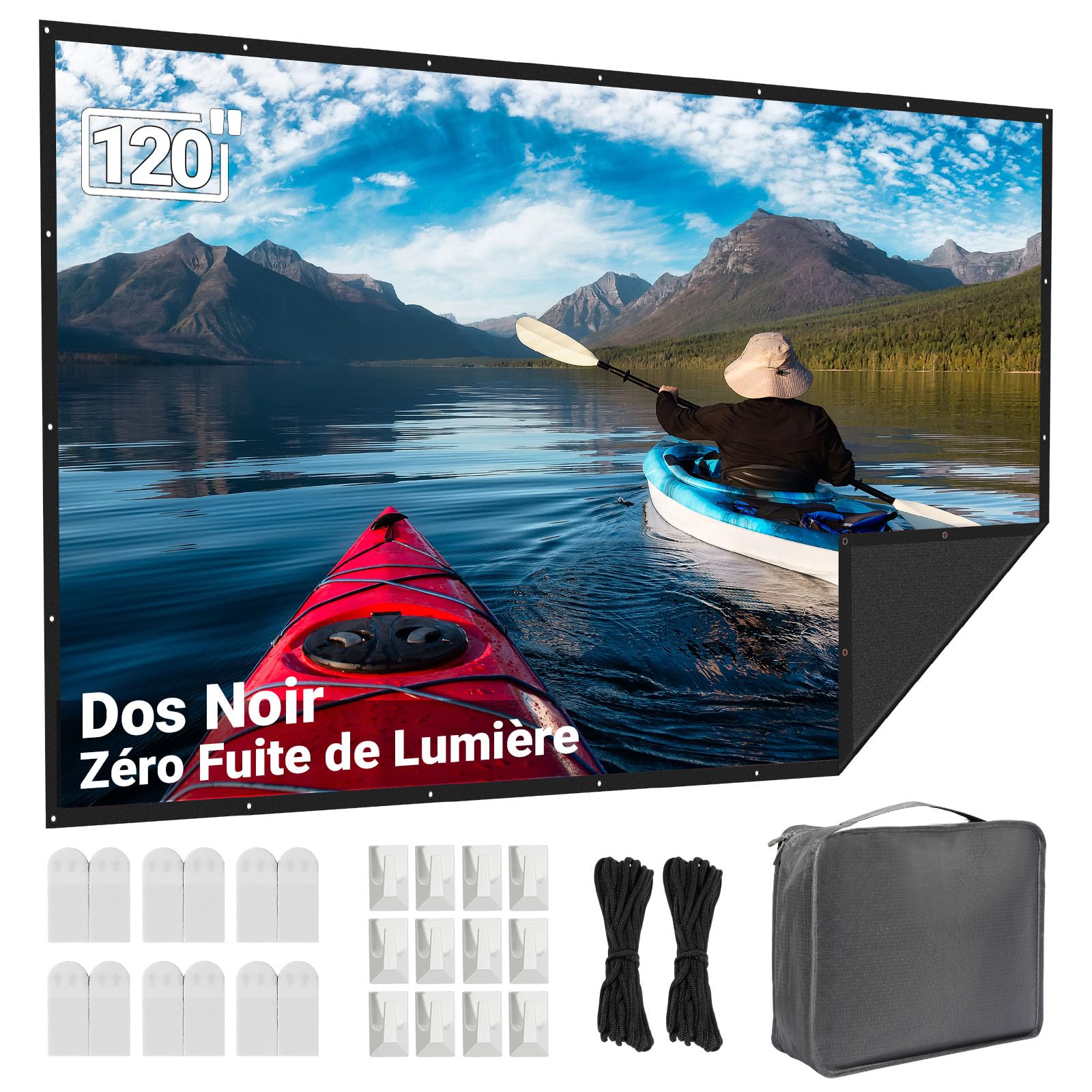 Écran Projecteur Portable 120 Pouces Extérieur- LEORFI Fond Noir Amélioré Opaque - Toile de Projection Intérieur/Extérieur - Écran Projecteur Pliable Lavable pour Cinéma Maison - Avec Sac de Transport