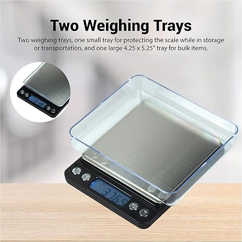 Miniatura 5 de Horizon ACCT-500 - Báscula digital de bolsillo de alta precisión de 17.64 oz por 0.00 oz con bandejas