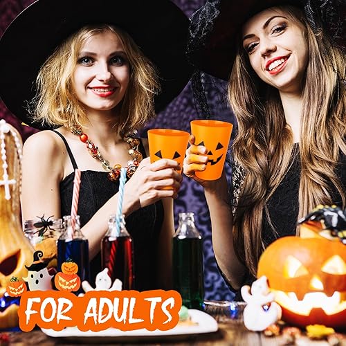 Miniatura 6 de 24 vasos de plástico de Halloween de 16 onzas con diseño de calabaza Jack O Lantern para adultos y niños, suministros reutilizables para fiesta de