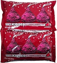 Holiday Hershey's Kisses Milk Chocolate with Cherry Cordial Crème, 10-Ounce Bag (Pack of 2)