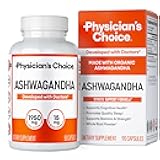 Physician's CHOICE Ashwagandha Supplement - 1950mg of Bioavailable Organic Ashwagandha Root Powder - Black Pepper Extract, Stress Support, Mood Support Supplement, 90 Veggie Ashwagandha Capsules