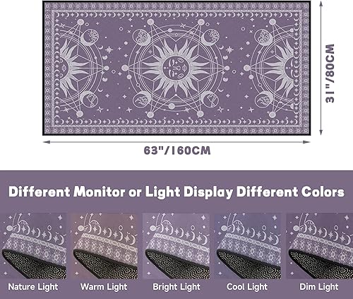 Miniatura 2 de Alfombra de sol y luna celestial boho para dormitorio, sala de estar, bohemio, oculto, media luna solar, estrellas, galaxia, tapete para puerta, 63