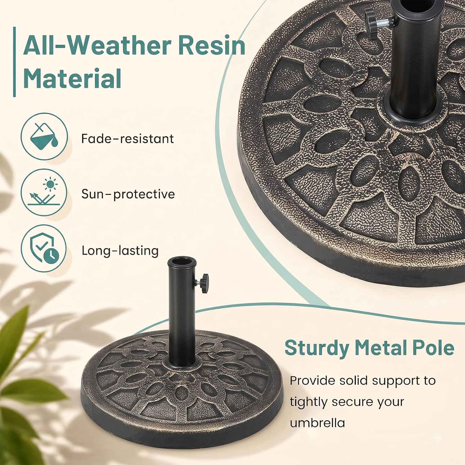 Giantex 30 lbs Patio Umbrella Base, 17.5" Round Outdoor Umbrella Stand image 5