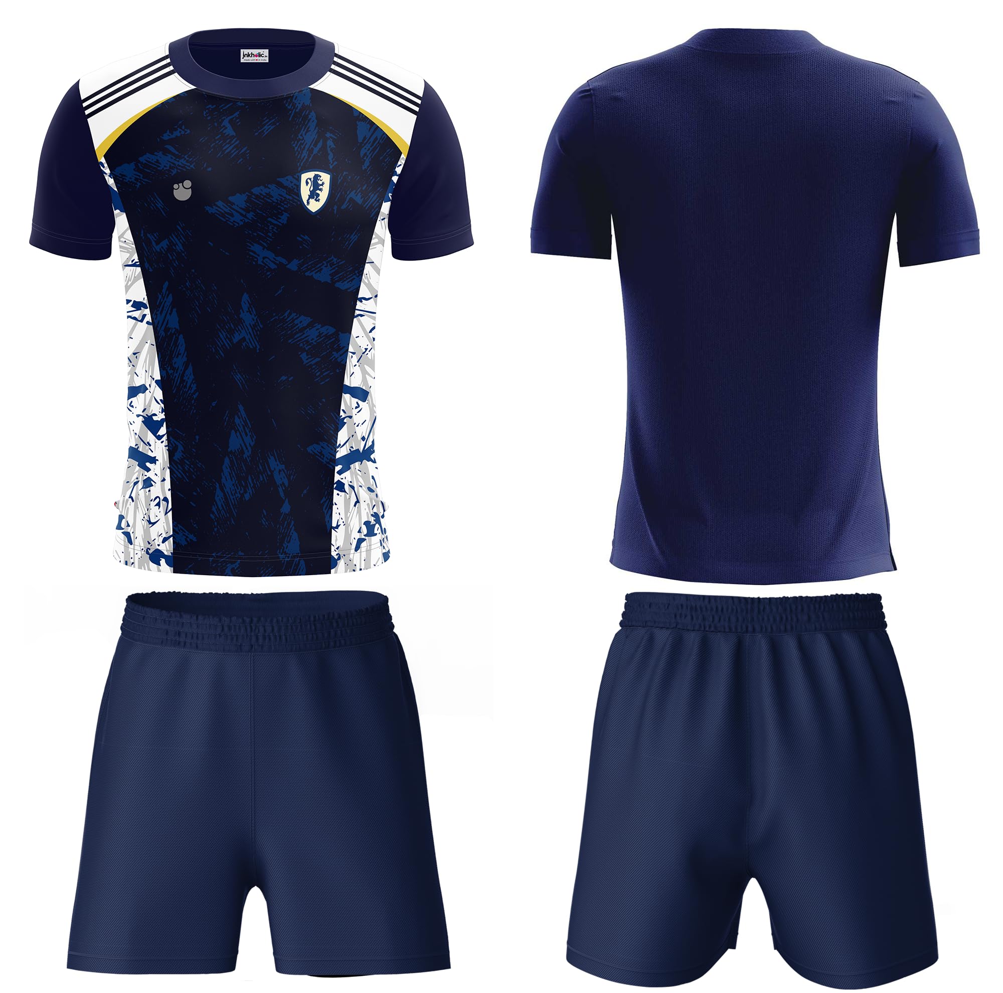Inkholic Mens Round Neck Half Sleeves Football Jersey and Shorts Set,-image-2