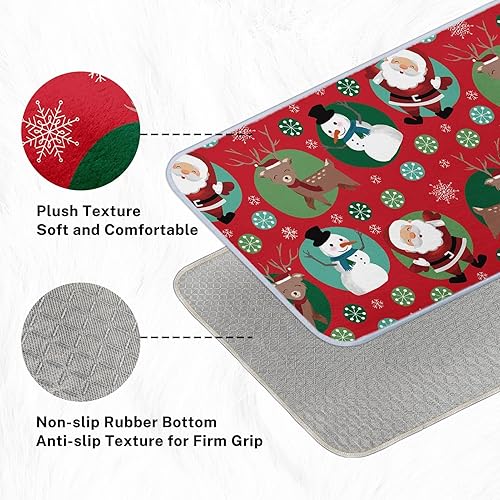 Miniatura 4 de Bayson Tapete de baño de cachemira de imitación de Navidad, 17 x 30 pulgadas, Papá Noel, muñeco de nieve, alce, tapete decorativo para el hogar,