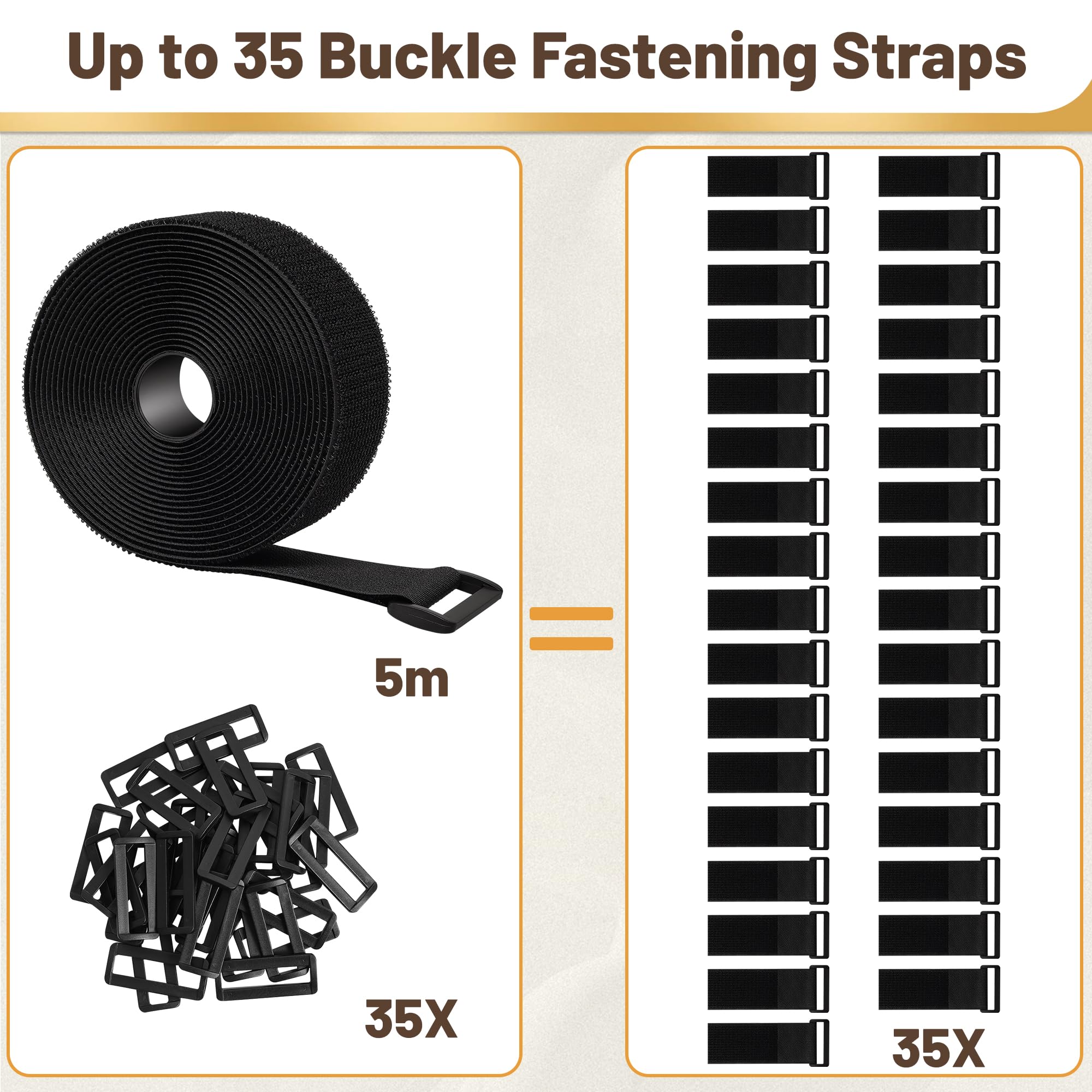 Fascette Fermacavi Riutilizzabili 10m X 2.5cm - Con 70 Fibbie Per Cable Management - Foto 10