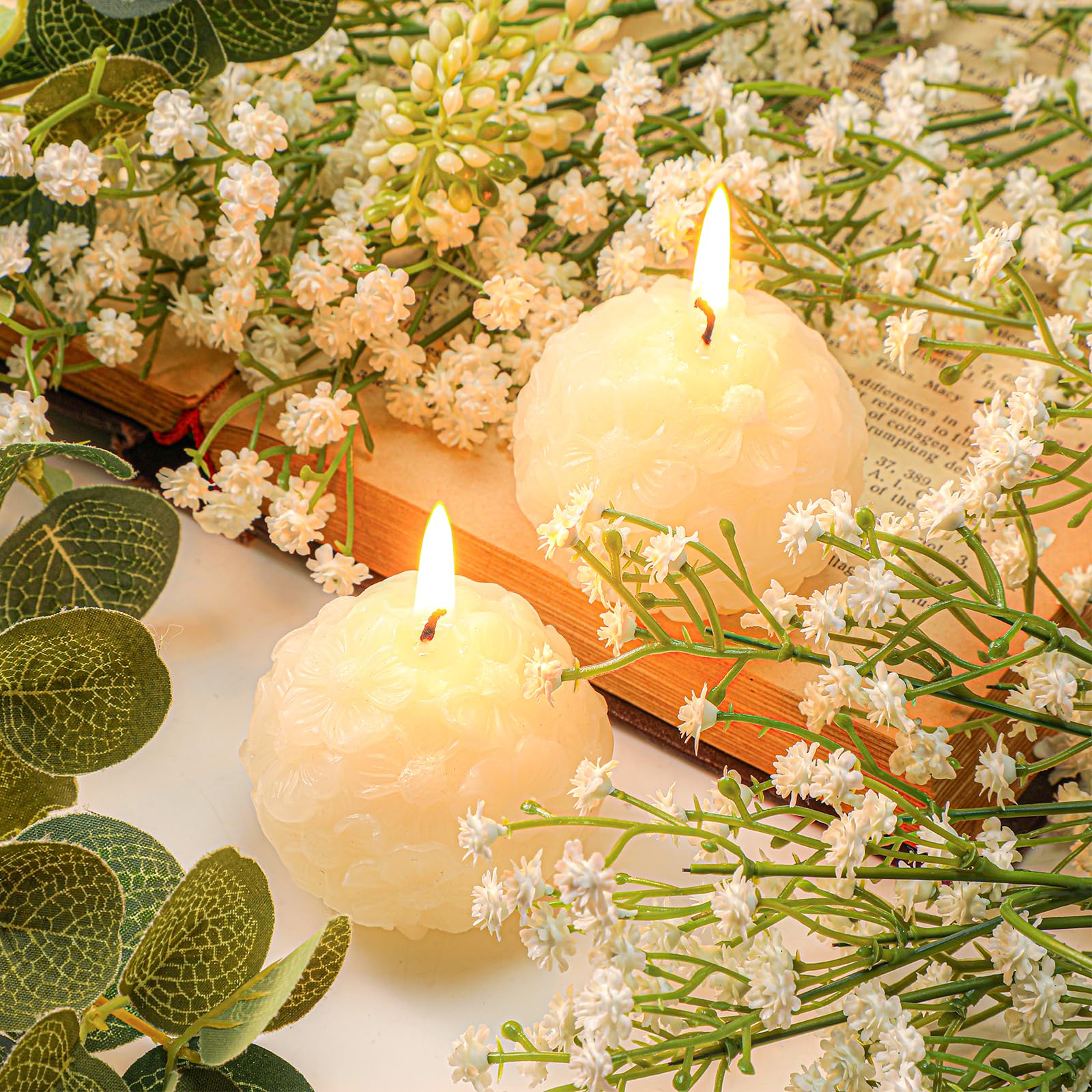 50 Stück Hochzeitskerzen-Set enthält 50 Hochzeits-Rosenballkerzen und 50 grüne Dankeskarten, Hochzeitsparty-Gastgeschenke für Gäste, Brautparty, Gastgeschenke, Hochzeitsrückgabe, Andenken