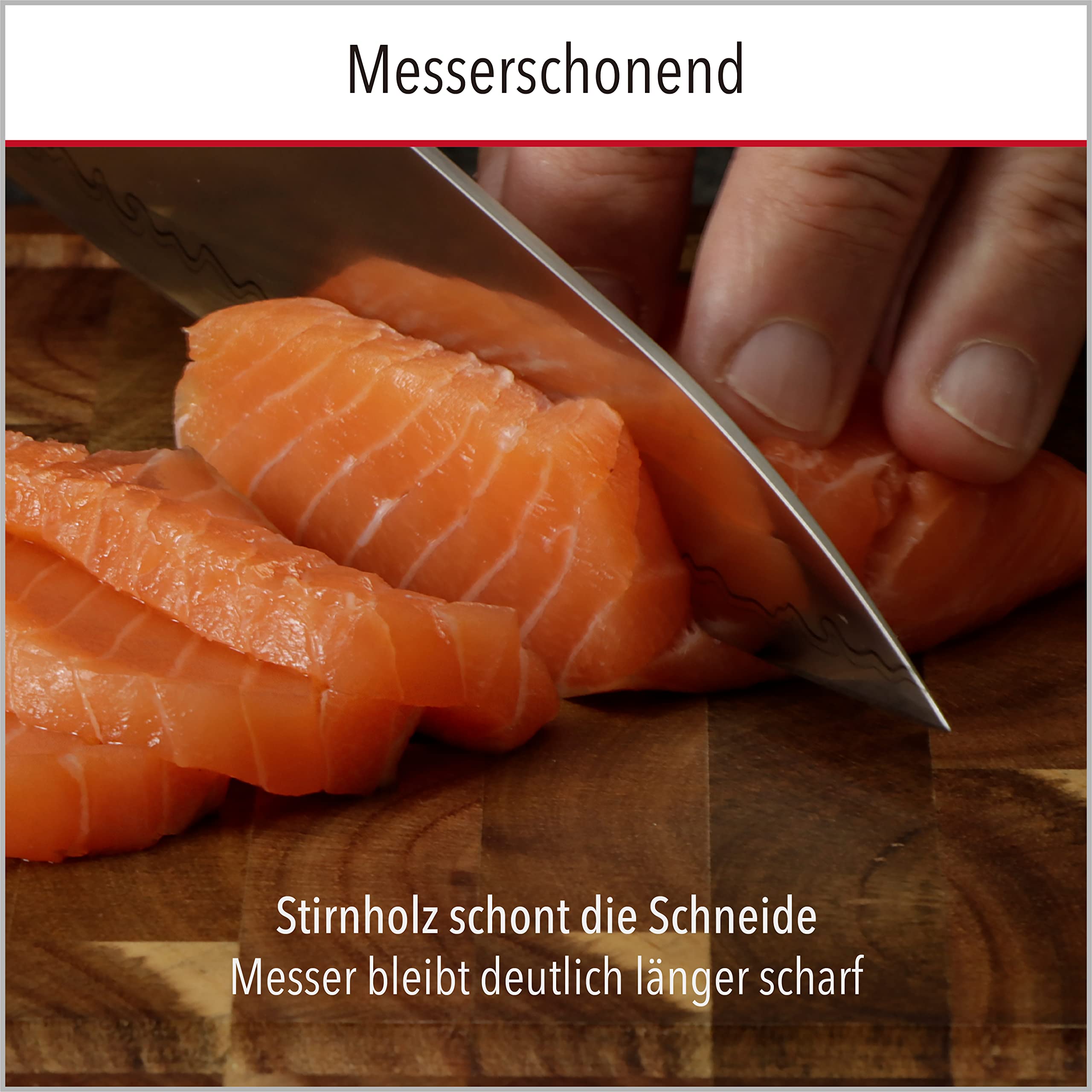 Gourmet Schneidebrett L Stirnholz Akazie 40 x 30 x 3 cm | 2-seitig, Mit Saftrille, Antiseptisches Hirnholz, Zum Servieren geeignet