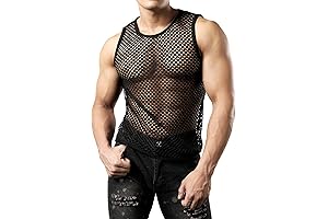 Men's Mesh Fishnet Fitted Sleeveless Muscle Top