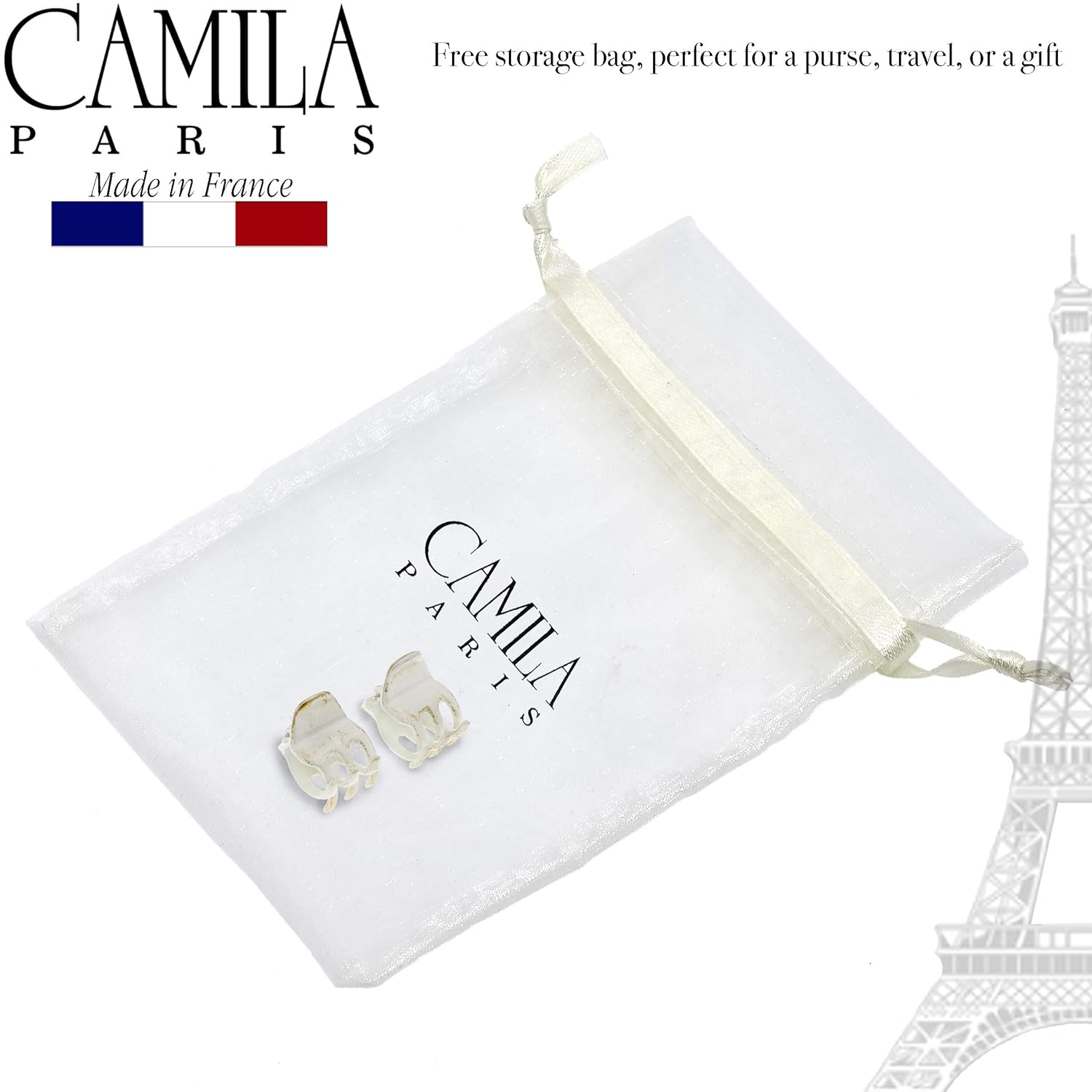 Camila Paris CP2925 French Hair Clip for Women, Small Set of 2 White Gold Girls Hair Claw Clips Jaw. Fashion Durable Styling Hair Accessories for Women, Strong Hold No Slip Grip, Made in France - Image 5