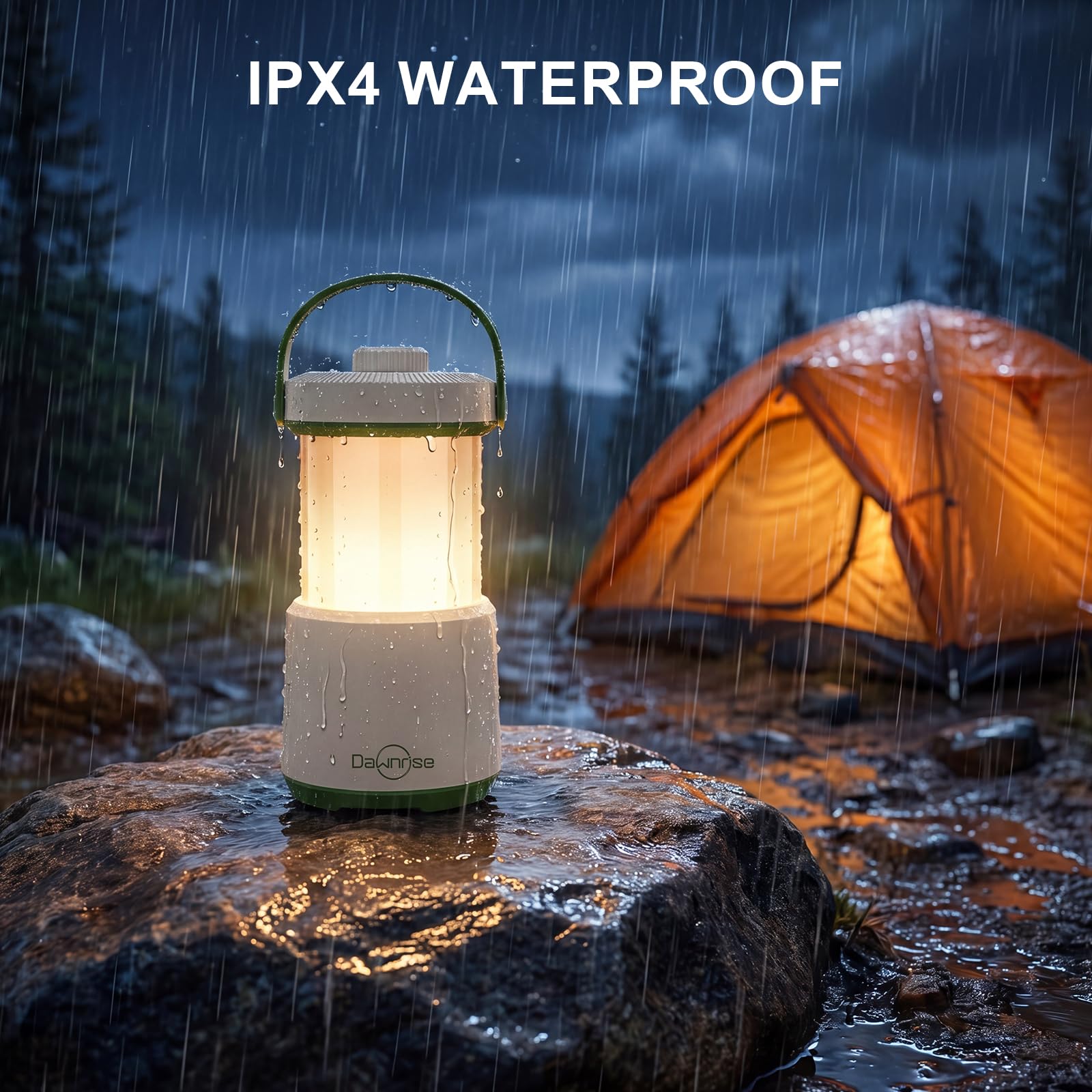 Dawnrise 2 faroles LED recargables para camping, luz 5 en 1 con 750 lúmenes, linterna portátil con luz roja, luz de emergencia IPX4 para huracán, cortes de energía, hogar, senderismo