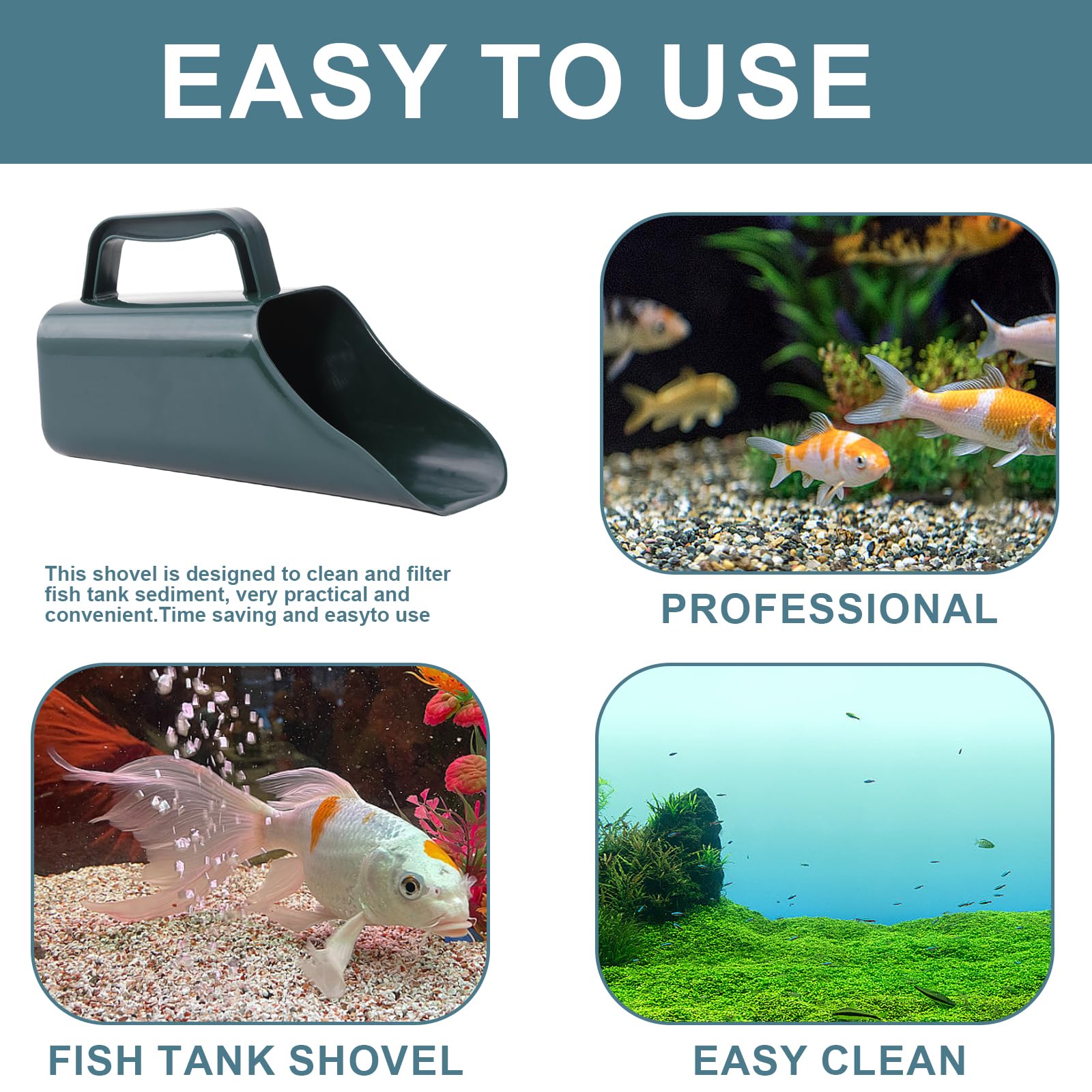 Pelle à sable ergonomique pour aquariums, crépines, pelle inférieure