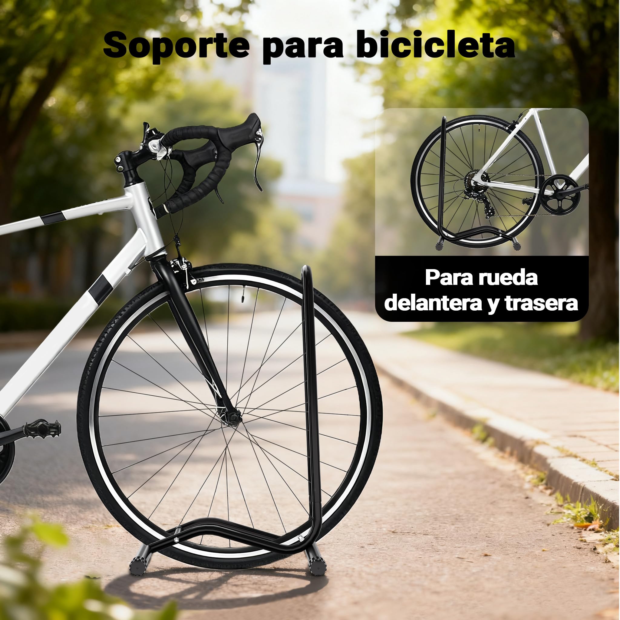 Soporte para aparcar Bicicletas portátil Suelo para 1 Bicicleta Ancho de neumáticos 60mm