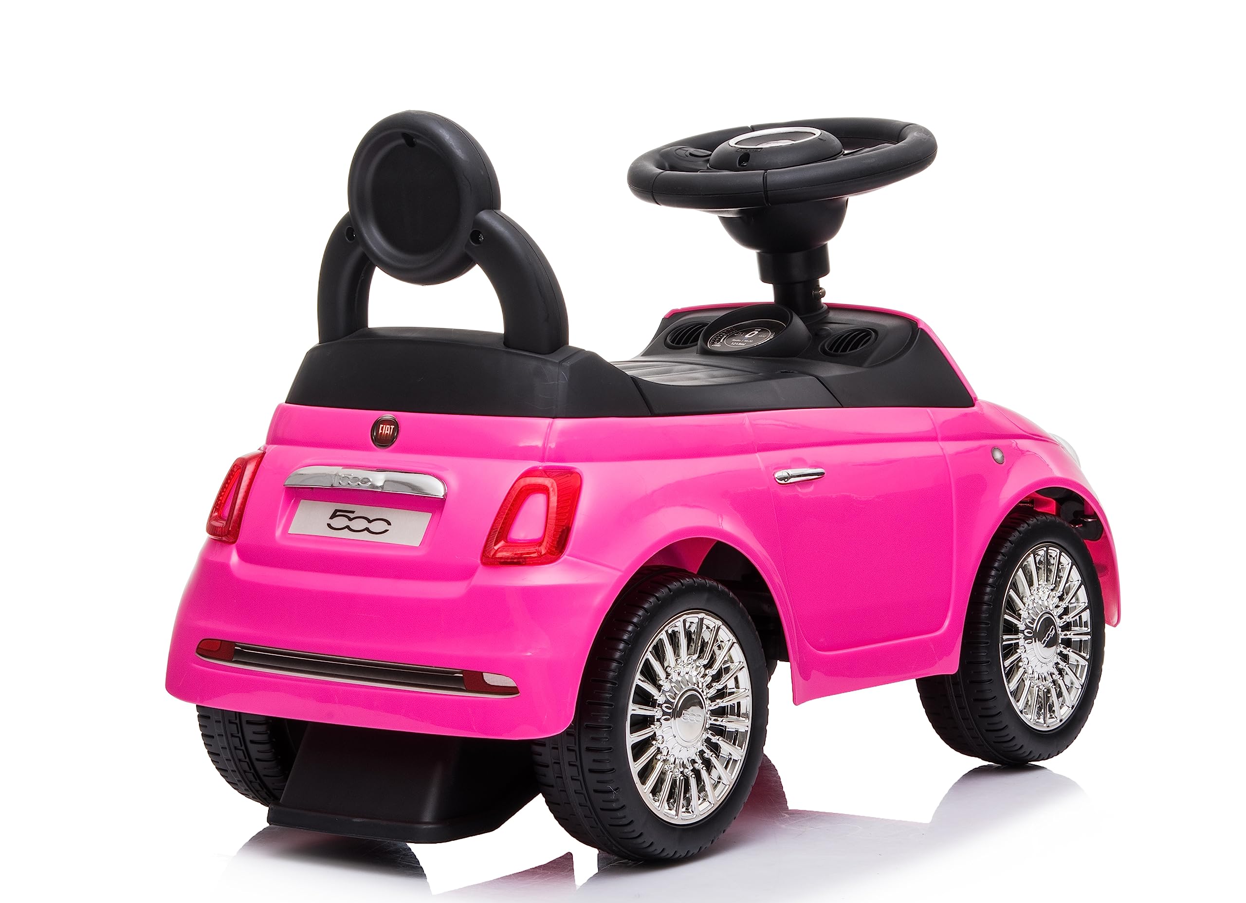 Primi Passi Macchinina Cavalcabile Fiat 500 per Bambini da 12 a 36 Mesi con Suoni e Clacson Sistema Antiribaltamento Vano Portaoggetti Schienale Gioco per Imparare a Camminare (Rosa)