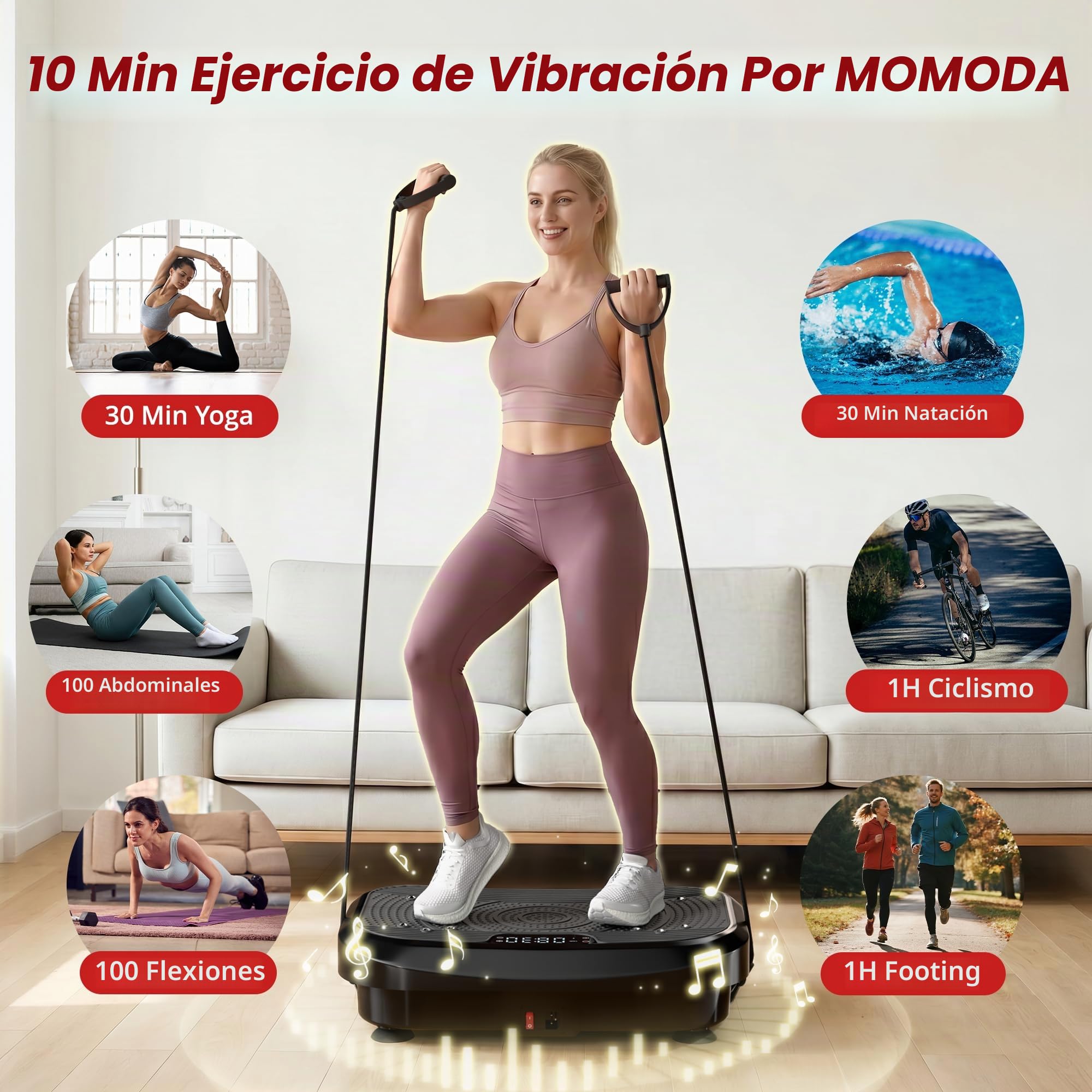 MOMODA Placa De Vibración Máquina De Ejercicio, 120 Niveles De Velocidad Ajustables, Vibrador para El Cuerpo Completo para Pérdida De Peso & Quema De Grasa, Equipo De Fitness Vibratorio para Adulto
