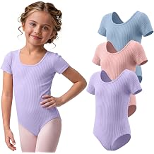 3 Pack Girls Ballet Leotards Short Sleeve Gymnastics