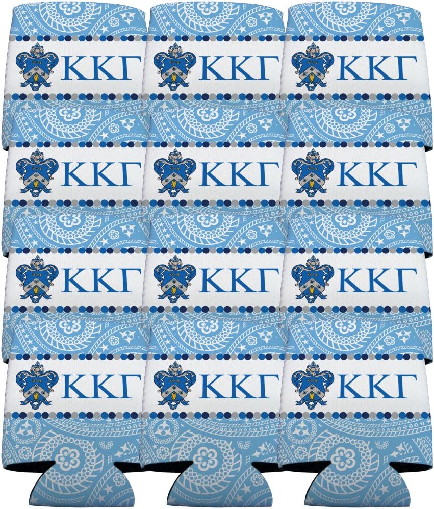 VictoryStore Can and Beverage Coolers - Kappa Kappa Gamma, Paisley Print Design, Set of 12