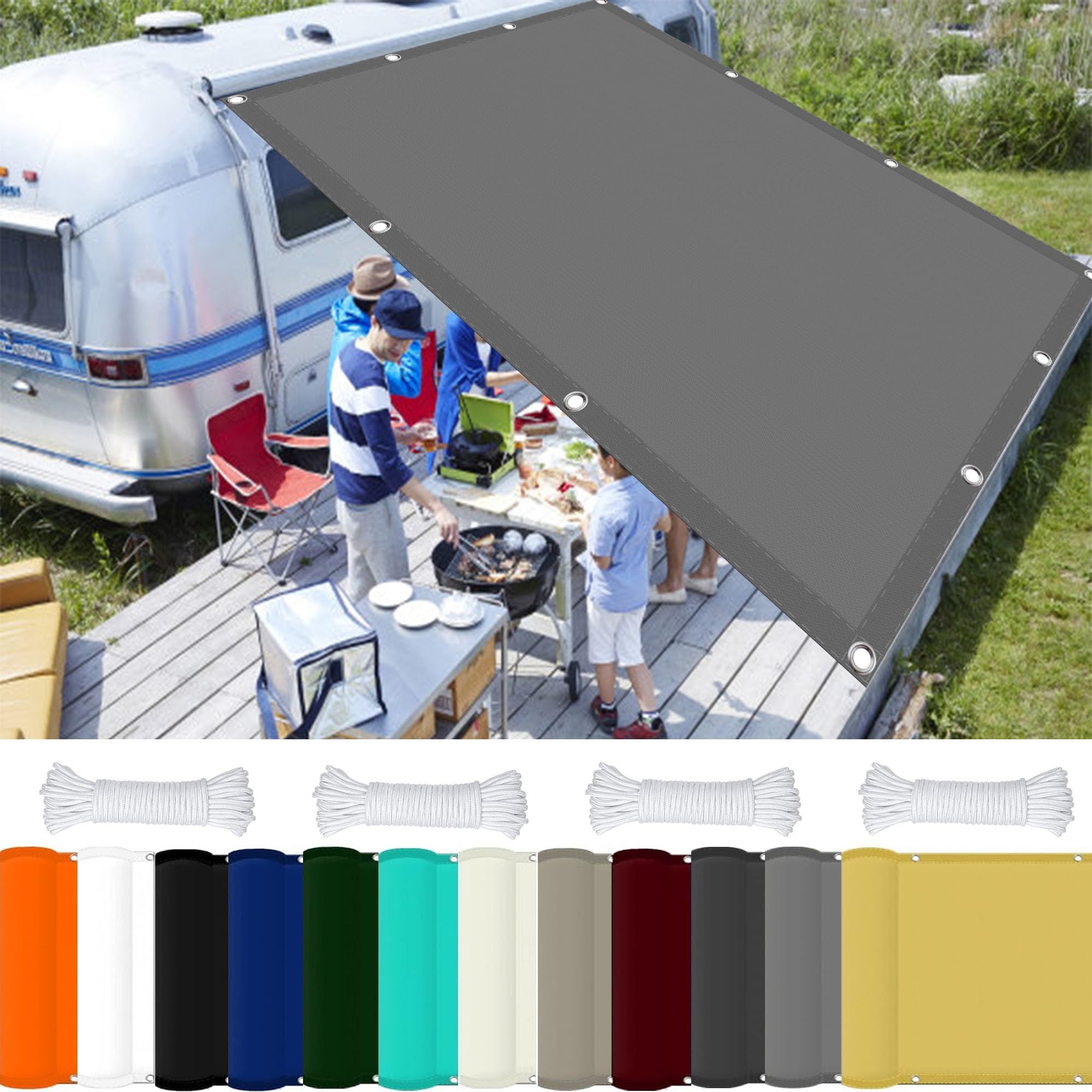 Voile d'ombrage 5x5.3 m protection UV 98% toile pergola imperméable