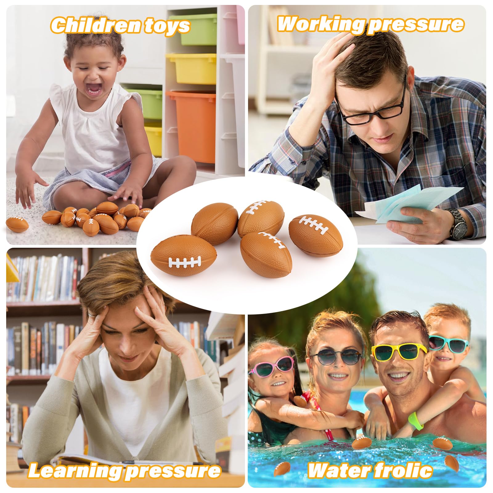 Snapklik.com : Mini Football Stress Ball 25 Pack Foam Sports Stress ...
