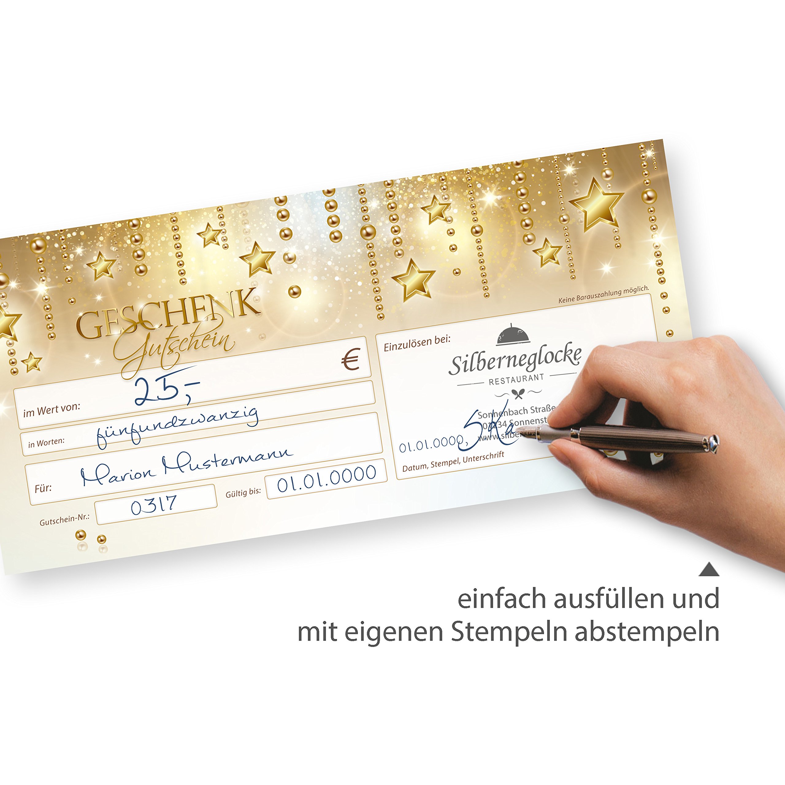 tatmotive Geschenkgutscheine Weihnachten Stardreams (250 Sets) Gutscheine Weihnachten Gutscheinkarten mit Umschläge für Kunden für Firma Gewerbe