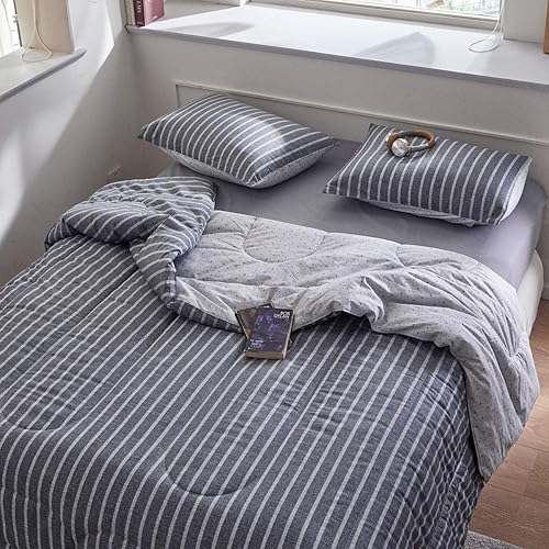 Miniatura 3 de ATsense - Juego de edredón tamaño queen, para todas las estaciones, 3 piezas, 100% tela de algodón, relleno de microfibra suave, edredón reversible