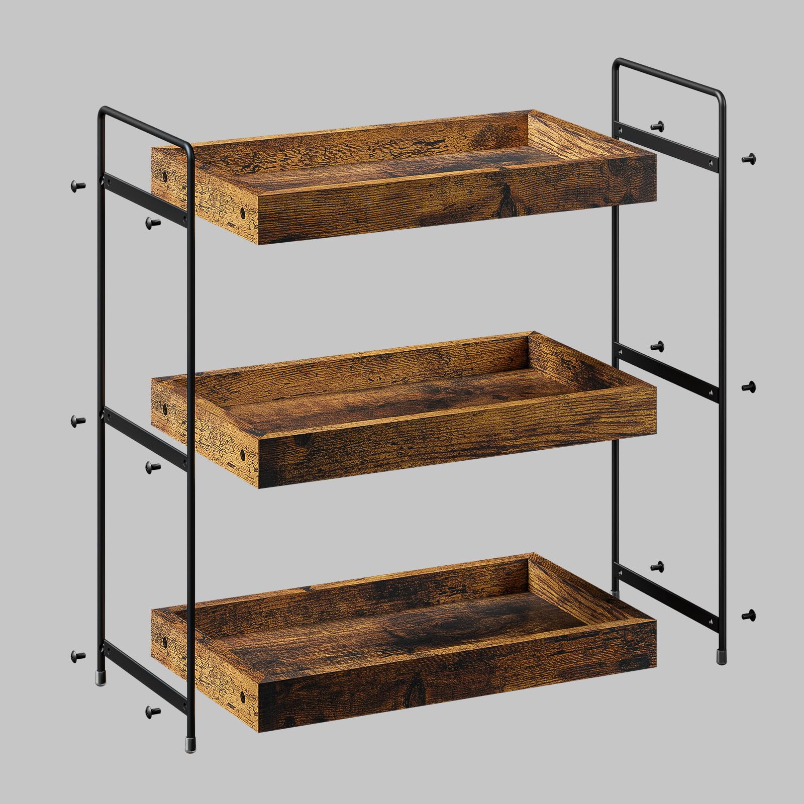 Étagère à épices amovible à 3 étages - Étagère de douche moderne - Plan de travail pratique en bois pour salle de bain - Organiseur de rangement multifonction - Étagère sous meuble - Étagère d'évier