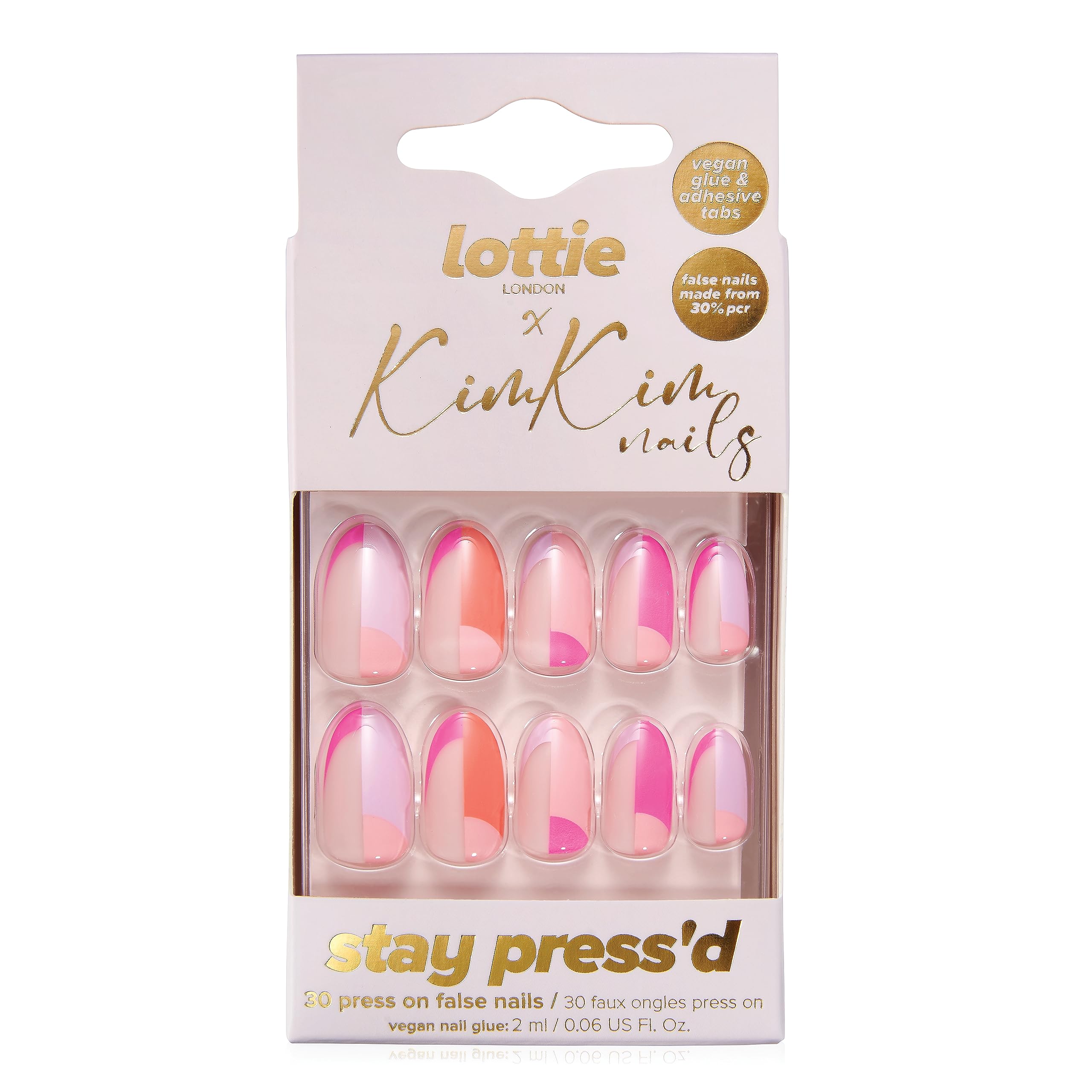 lottie LONDONX KIM KIM - Stay Press'd False Nails - Colour Block Party - 30 PCS Press on False Nails