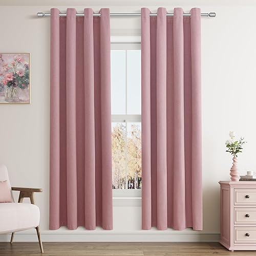 Miniatura 55 de Cream Linen Blackout Curtains 96 Length 2 Panels Set for Living Room Bedroom, 100% Black Out Thermal Insulated Linen Drapes, Room Darkening Grommet