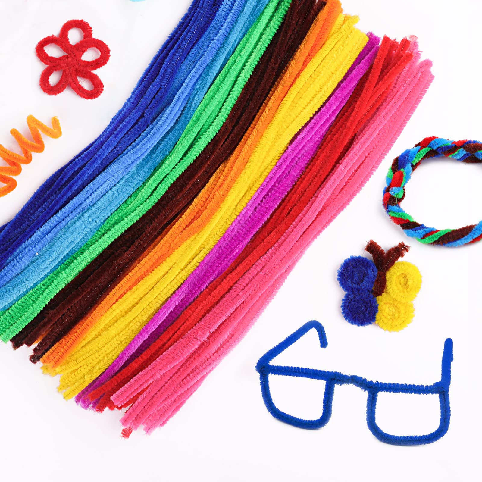 100pcs Pipe Cleaners for Craft, 30cm x 5mm Long Flexible Pipecleaners Craft Supplies for Kids DIY School Projects