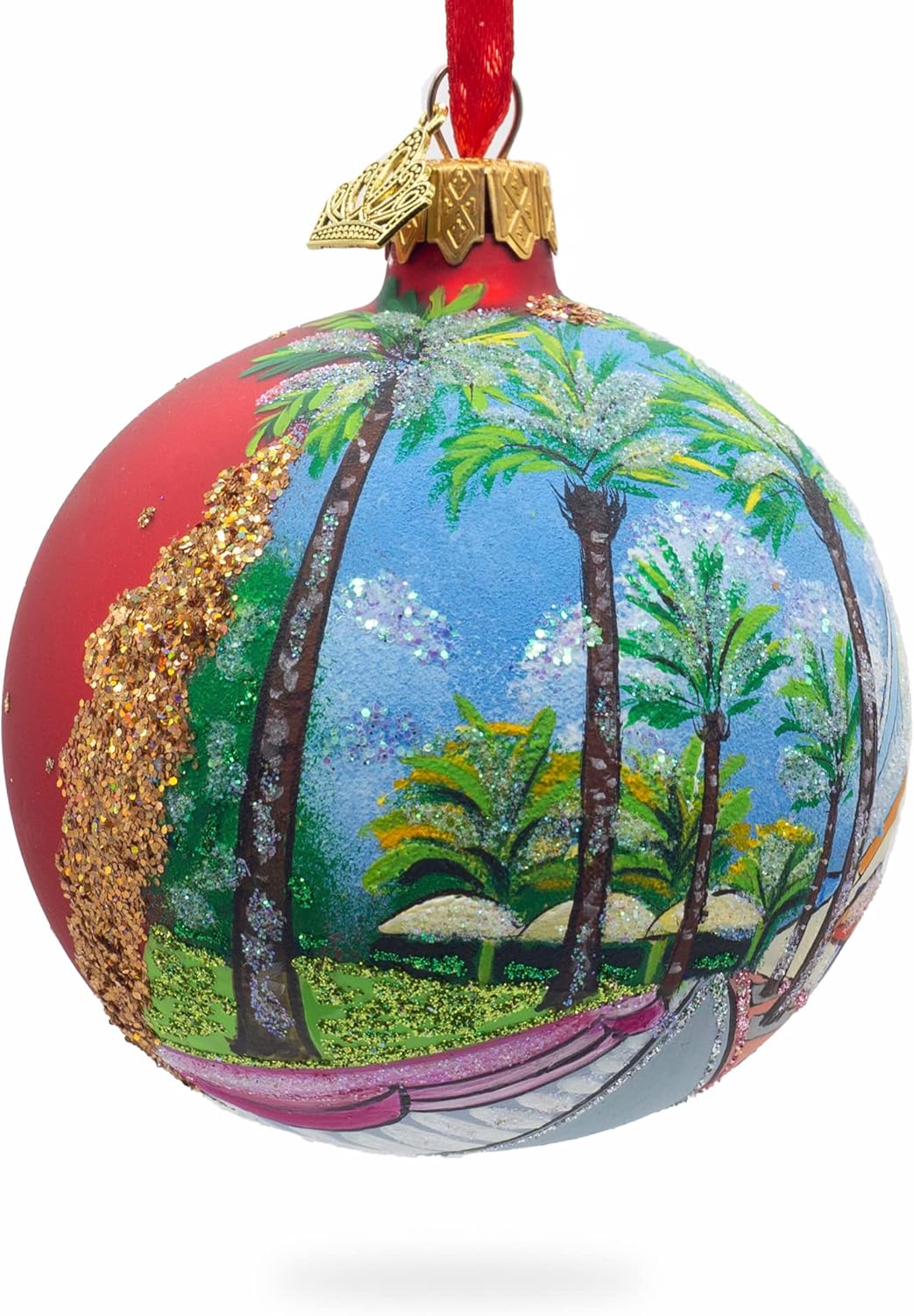 Lincoln Road, Miami, Florida, USA Glass Ball Christmas Ornament 3.25 Inches