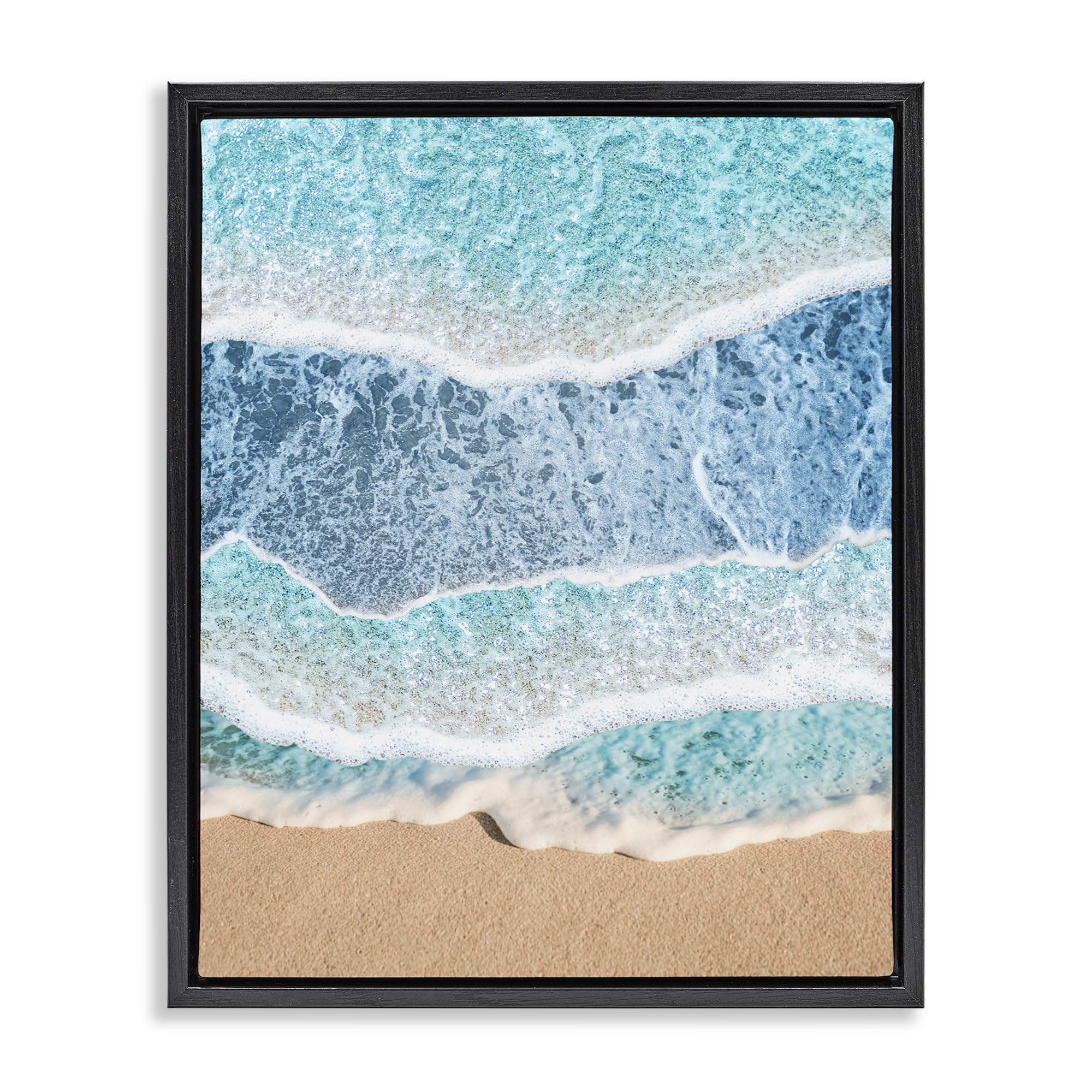 Stupell Industries 'Overlapping Shore Waves', Floating Frame Canvas Art, Black, 25 x 31 Inches, Easy to Hang and Sturdy, Made in USA, by Jesse Keith