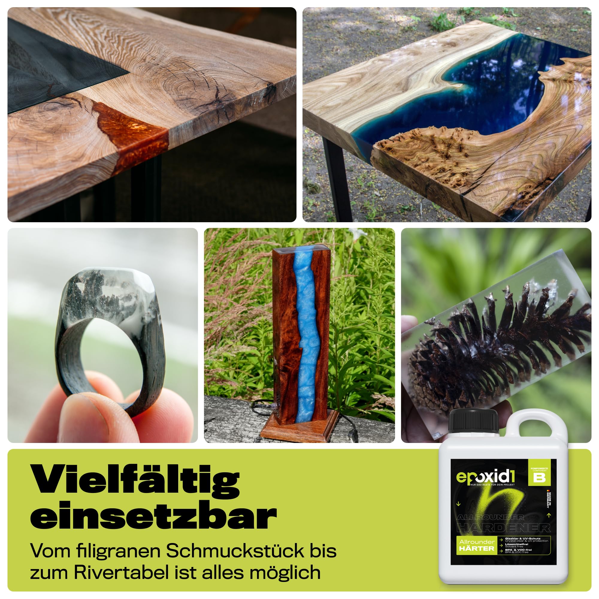 Epoxidharz mit Härter 4,2kg Set | glasklar & blasenfrei | ideal zum Gießen von Rivertable und anderen Volumenverguss bis 5cm | Für Anfänger & Profis | Premium Qualität