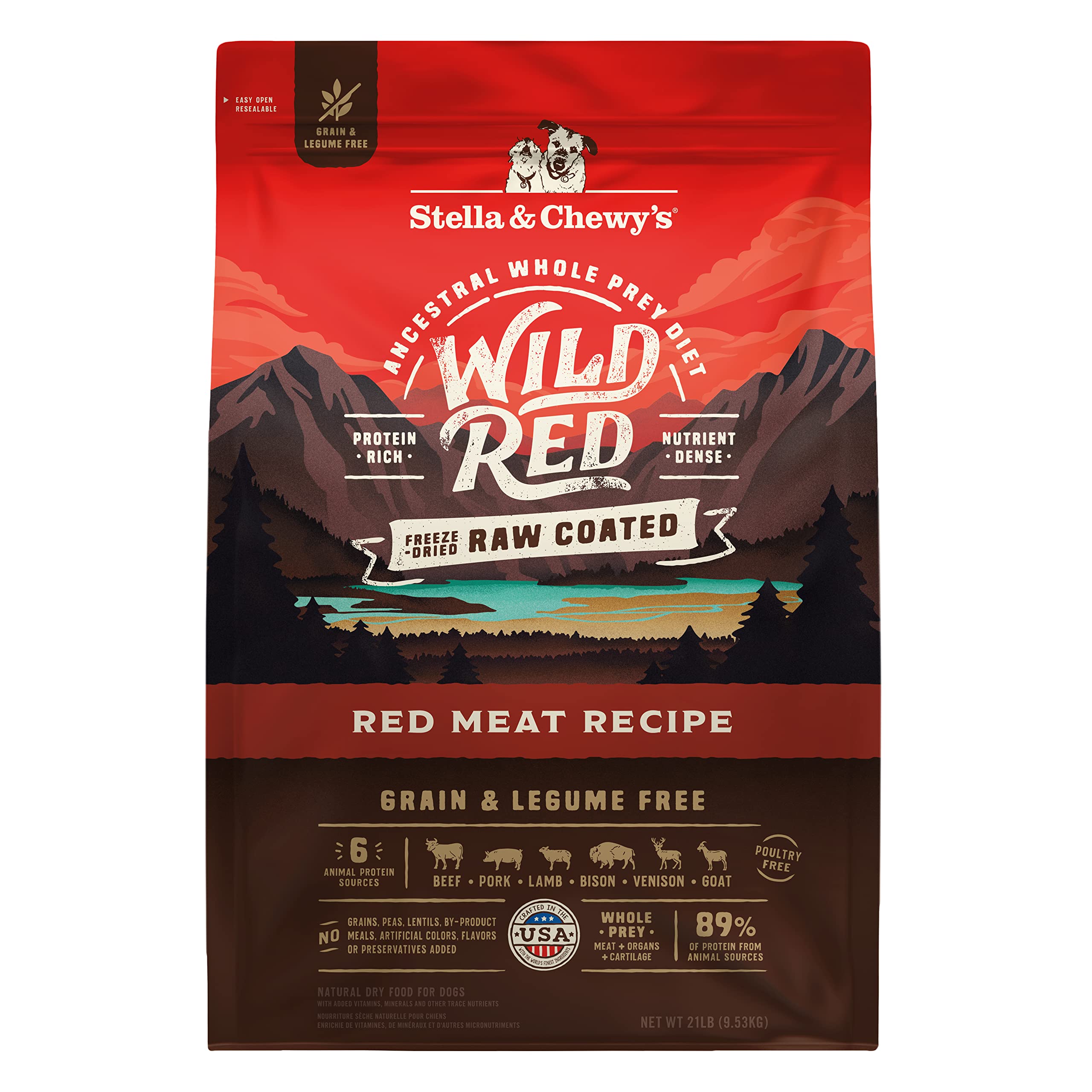 Stella & Chewy's Wild Red Dry Dog Food Raw Coated High Protein Grain & Legume Free Red Meat Recipe, 21 lb. Bag