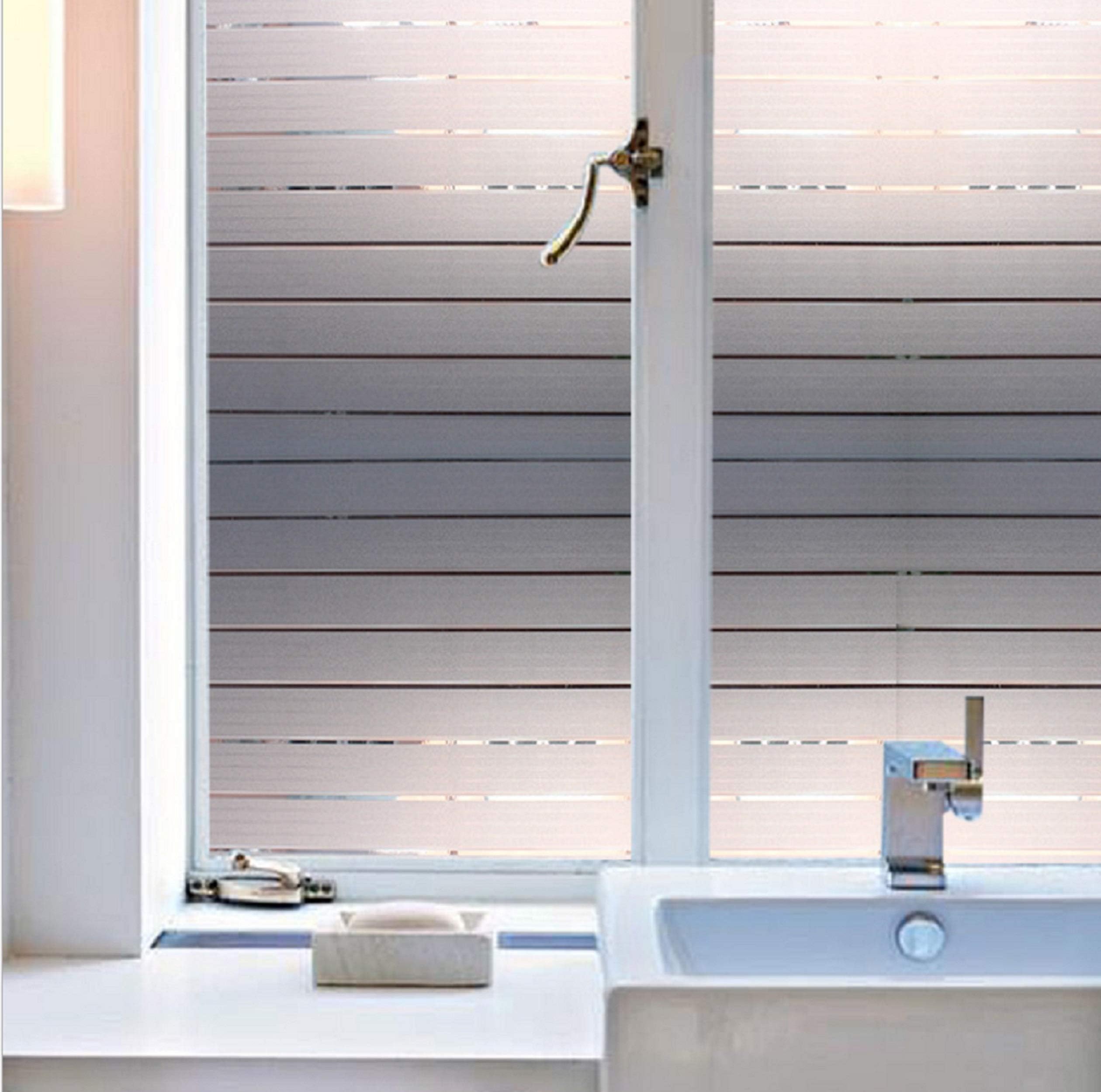 Window Sticker Film Home Glass Static Cling Films Decorative Glass Film Window Blinds Window Sticker Window Tint Wide Stripes for Office, Room, Classic White Design 17.7" by 78.7"