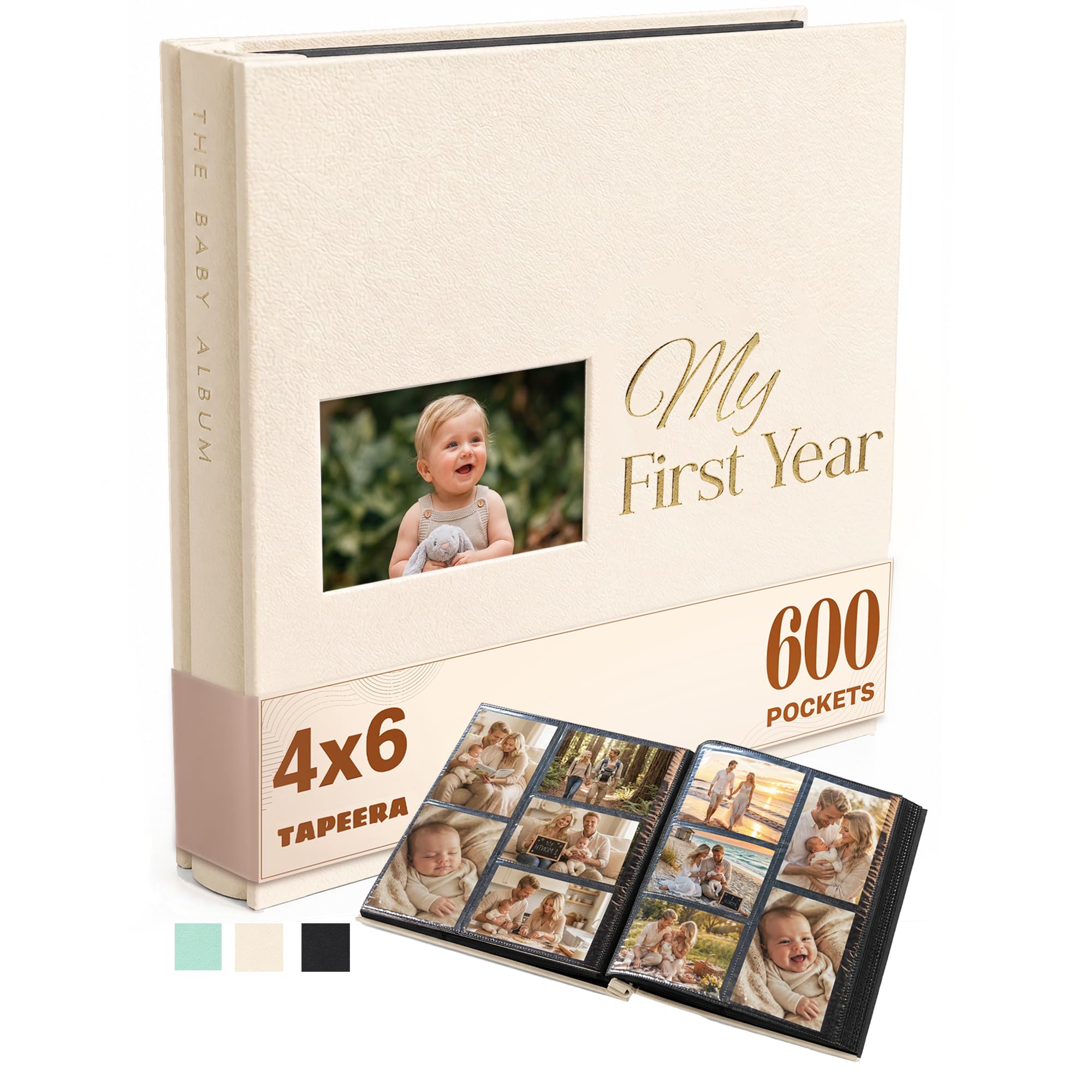 Hardcover Baby Photo Album 6x4 with 600 Pockets - Baby Memory Book Keepsake