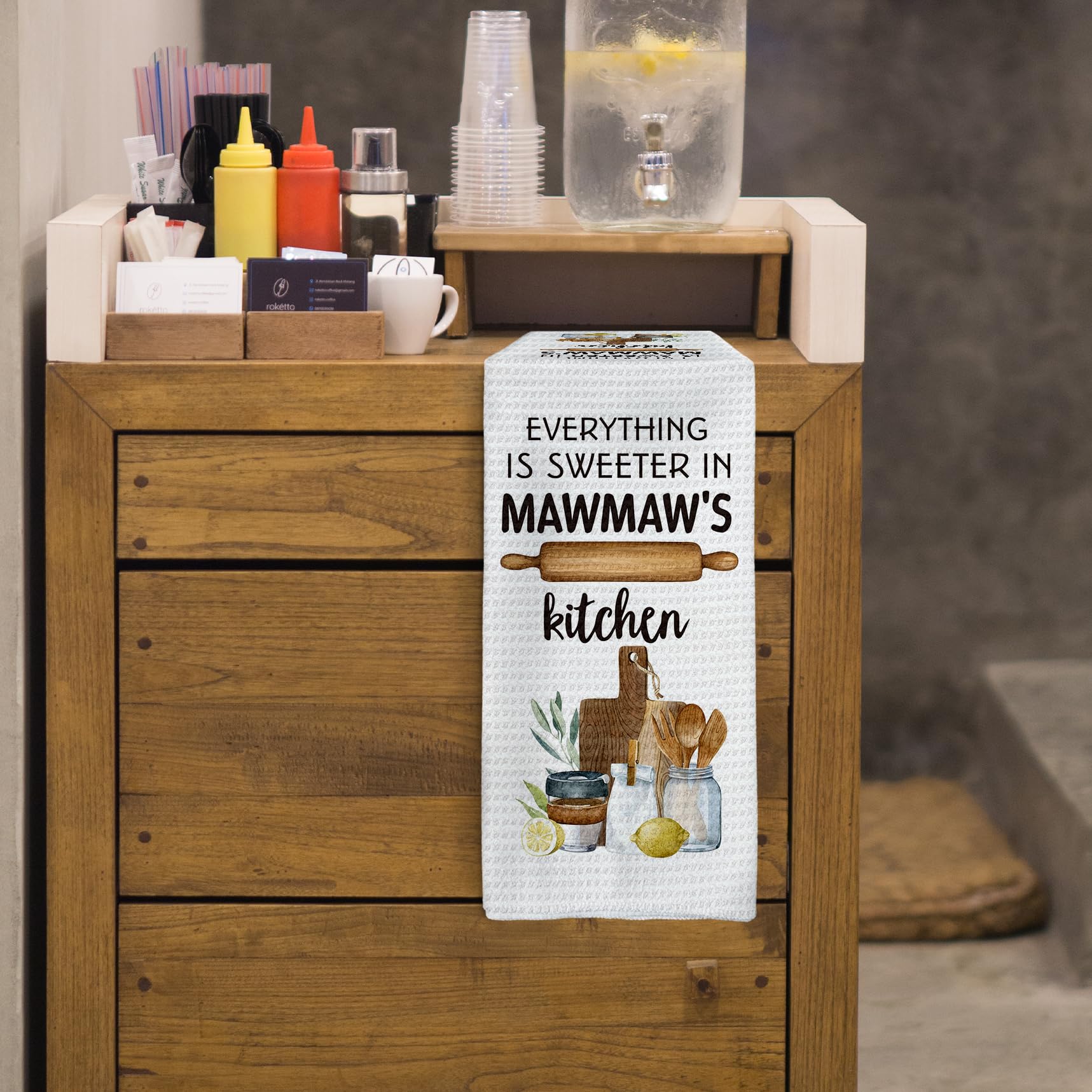 Mawmaw's Kitchen Towels, Mawmaw Gifts Grandma Gifts Hand Towels, MawmawGrandma Christmas Dish Towels Tea Towels for Kitchen, MawmawGrandma Gifts from Grandkids, 16x24inch