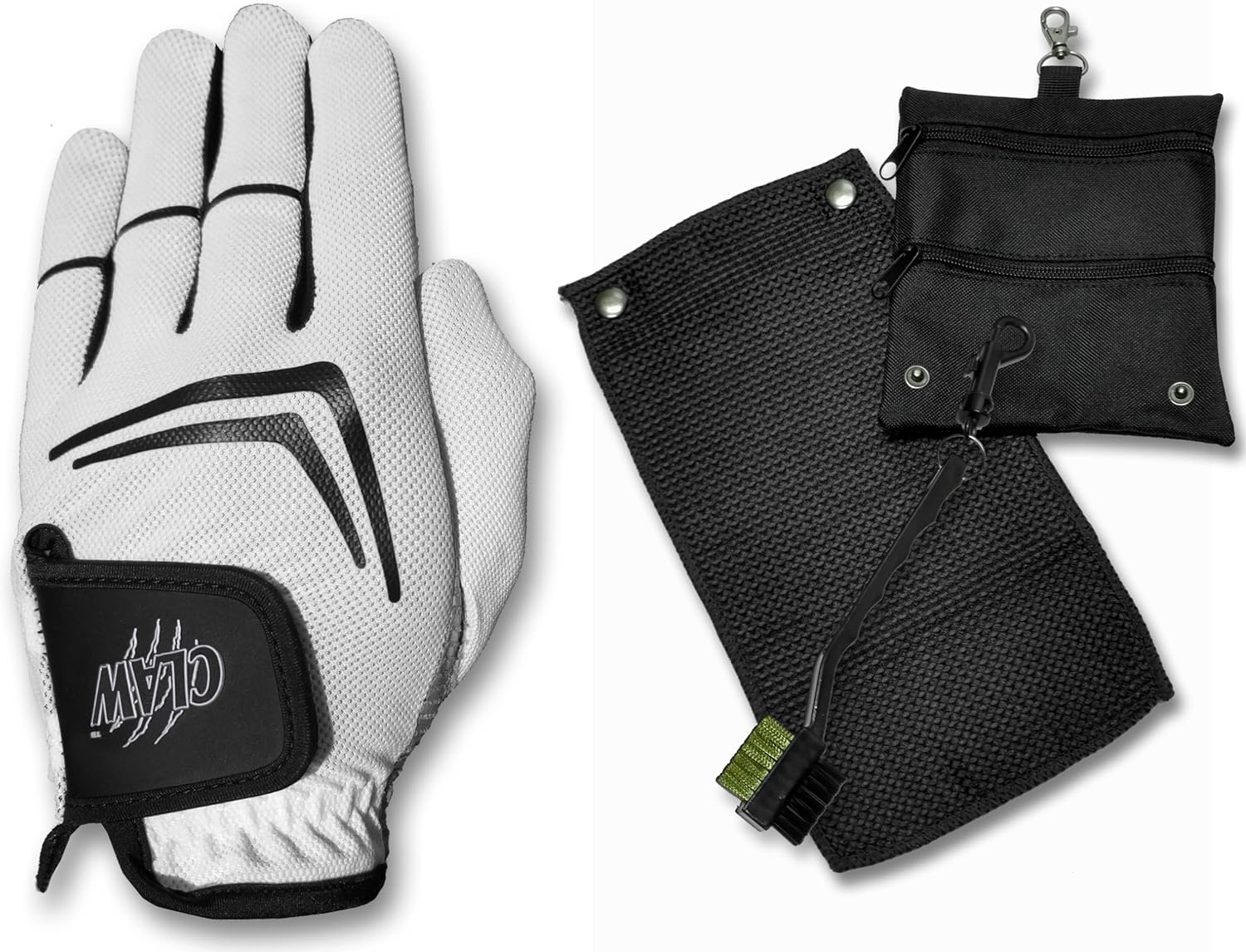 CaddyDaddy Claw Golf Glove for Men with Golf Accessory Bag Set, Including Towel and Club Brush