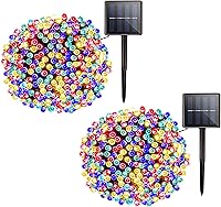 Vista 9 de Tira de luces solares de Navidad, 2 unidades, 72 pies, 200 LED, 8 modos, guirnalda de luces impermeables para exteriores, funcionan con luz solar