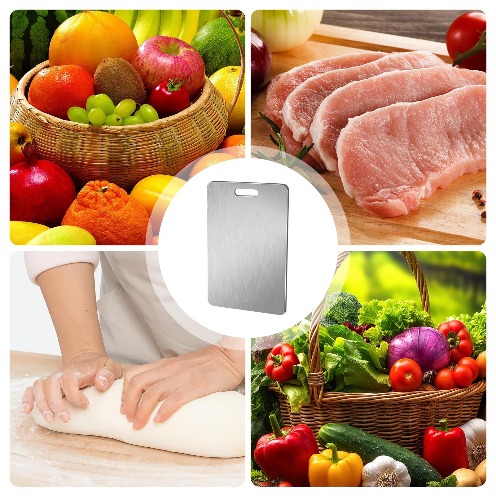 Tabla de cortar para alimentos, utensilios de cocina, preparación de comidas de doble cara, bandeja para carnes, para casa, apartamento restaurante, cocina, camping, jardín, barbacoa interior