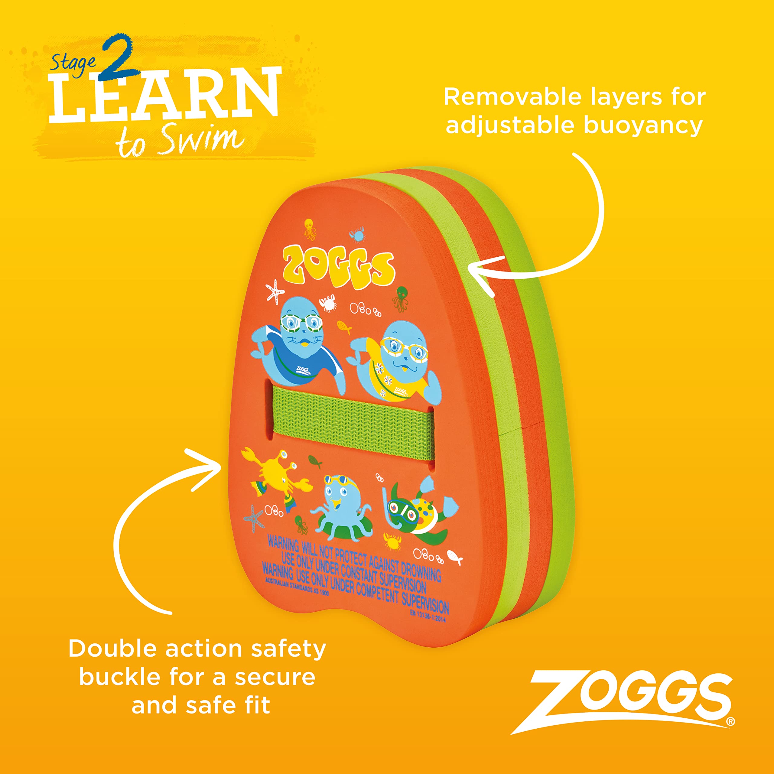 Zoggs Kids Zoggy Back Float Buoyancy Aid for Swimming - Multi, 2-6 Years - Image 2