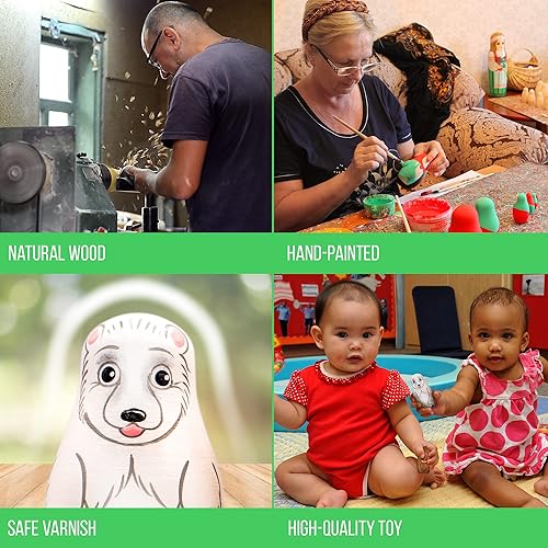 Miniatura 4 de Juego de 5 muñecas de anidación de animales de América del Norte, animales apilables de madera, muñecas Matryoshka, figuras de animales polares,