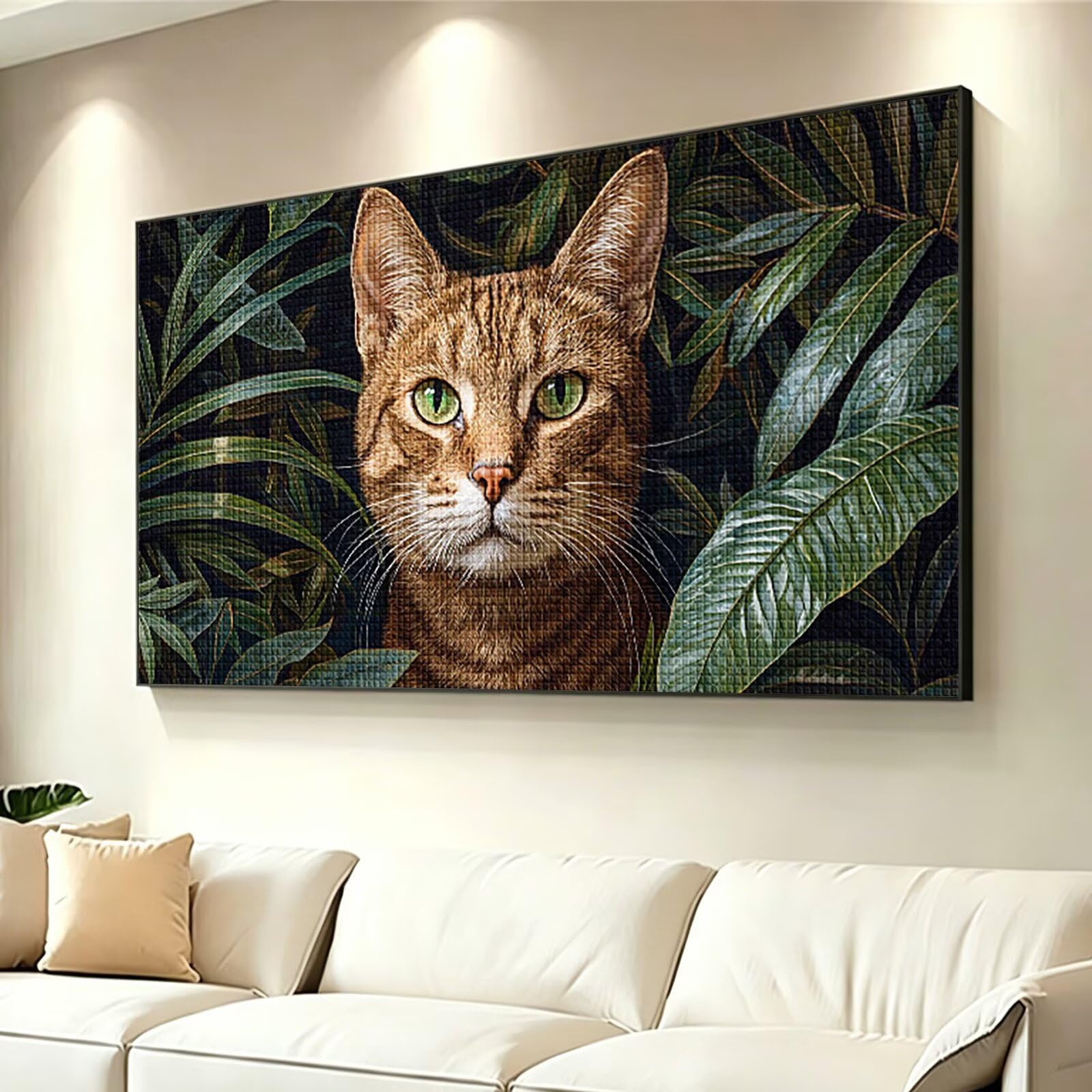 Diamond Painting Grande 120x60cm Gato Diamond Painting Adultos, DIY Animal Pintura de Diamante Manualidades Adultos, 5D Cuadrado Rhinestone Bordado Punto de Cruz para Home Decoration Regalo 0J-355
