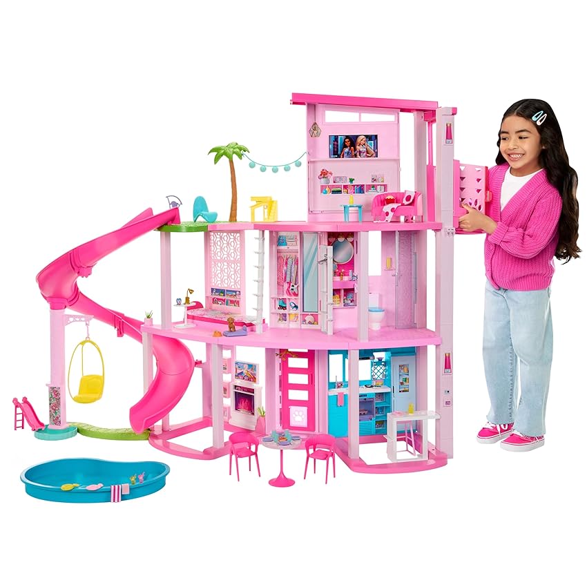 Immagine del prodotto Barbie - Casa dei Sogni di Barbie, playset casa delle bambole con piscina, scivolo a 3 piani, ascensore e aree di gioco per cuccioli, 75+ accessori, giocattolo per bambini, 3+ anni, HMX10