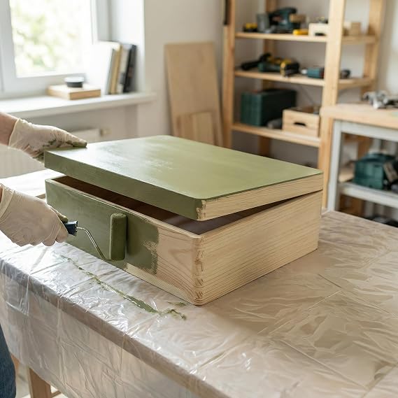 Creative Deco XL Plain Wooden Storage Box | 40 x 30 x 14 cm (+/-1 cm)