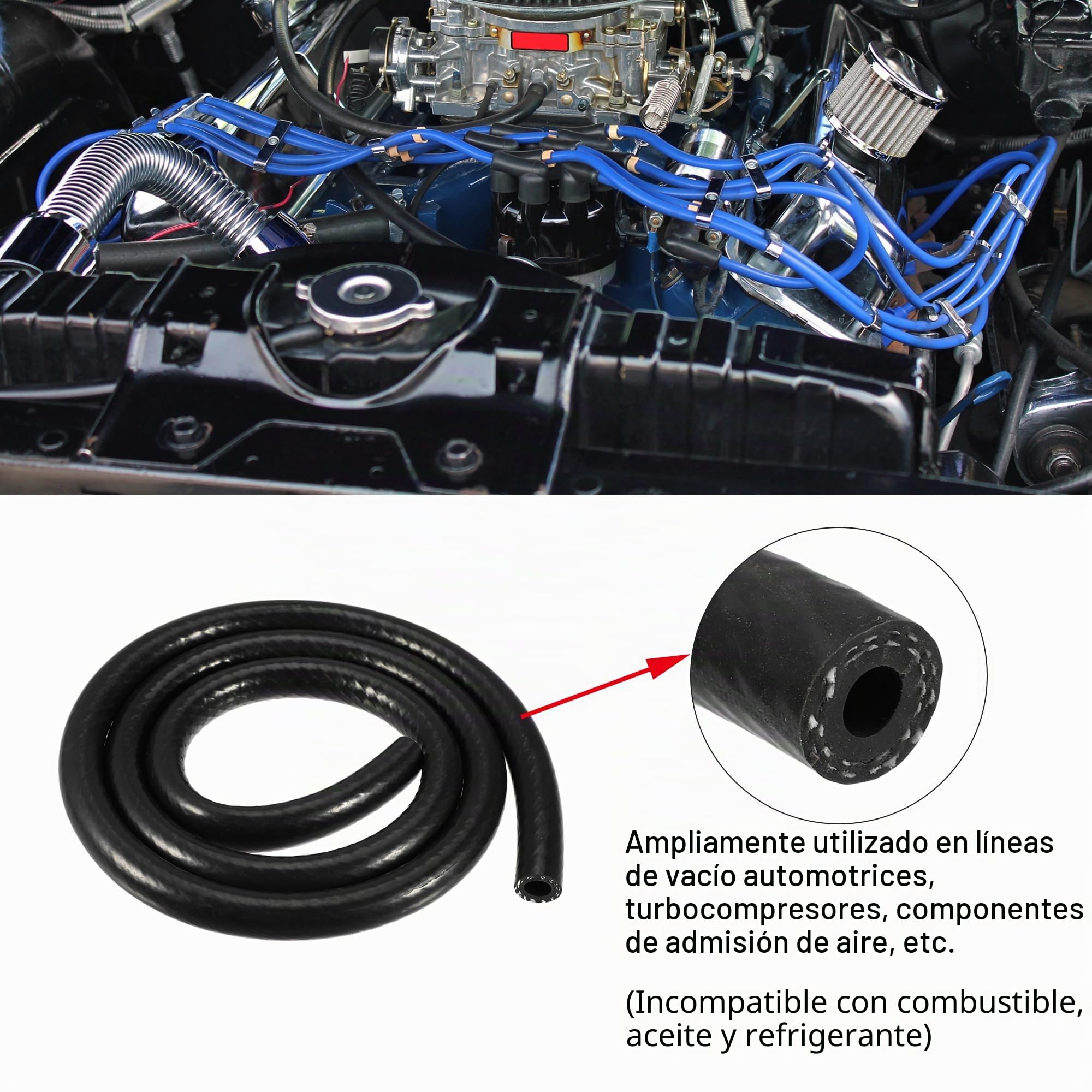 QUARKZMAN Manguera De Vacío De Silicona Para Coche Negro 1Pc Id 12Mm | Diámetro Interior 12 Mm, Longitud 1.5 M, Grosor 4 Mm, Para Benz, Para Bmw, Para Audi, Para Toyota, Para Ford